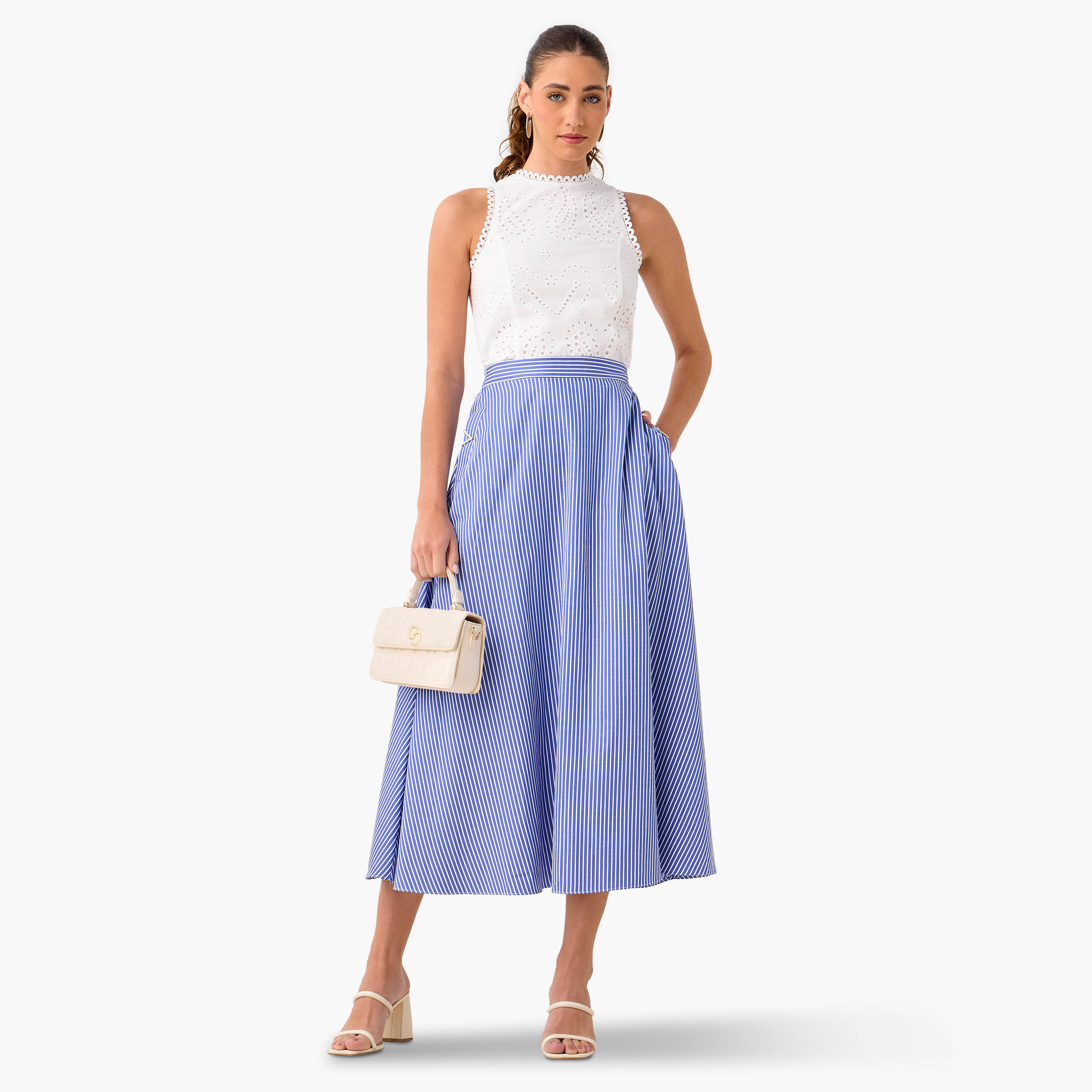تنورة ماكسي بقصّة إيه لاين مقلمة مع جيوب من تو إكستريمز-women-clothing-bottoms-skirts-image-2