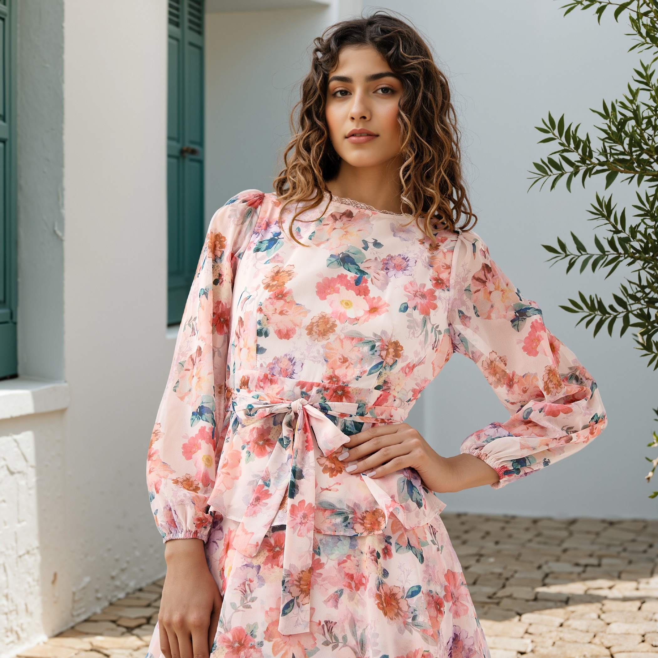 فستان متعدد الطبقات برباط وطبعات زهرية وفيونكة من تو إكستريمز-women-clothing-dresses-image-9