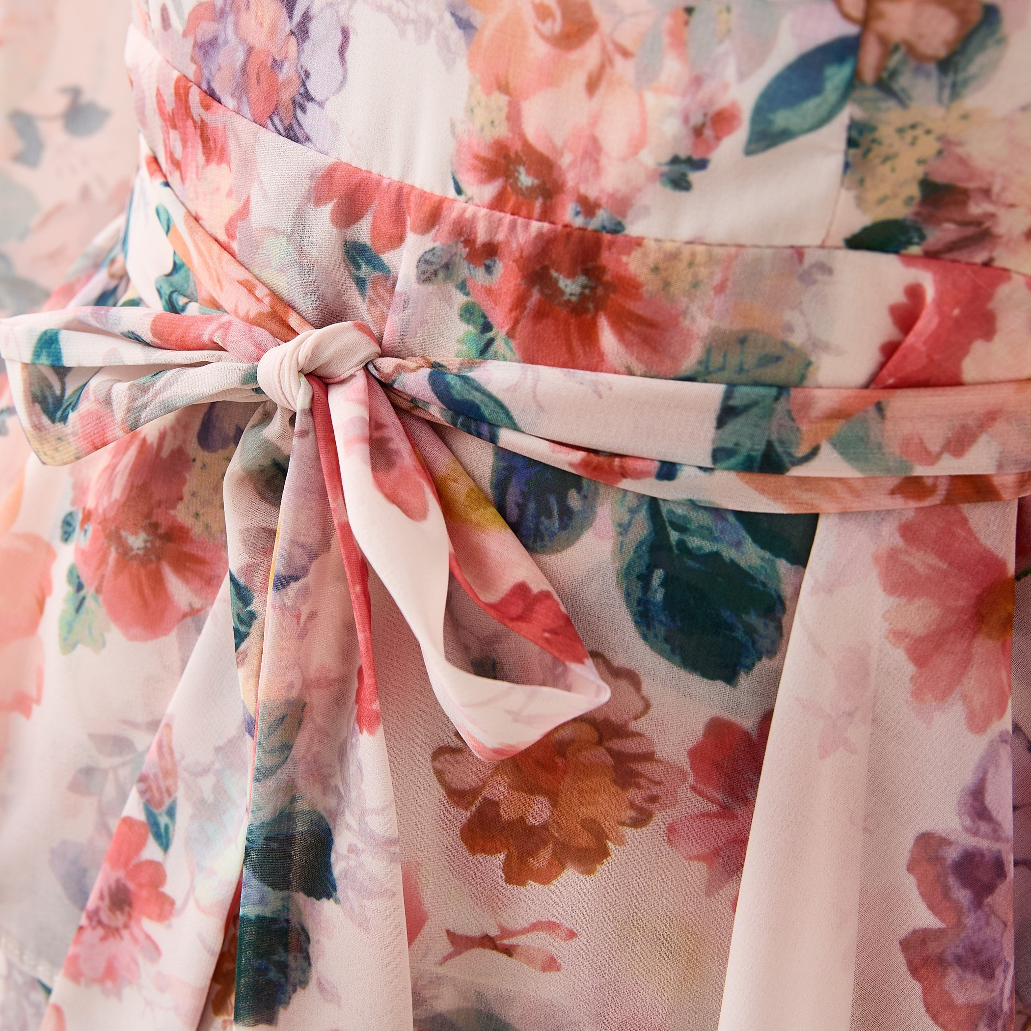 2Xtremz Floral Print Tiered Dress with Lace and Bow Detail-women-clothing-dresses-image-5