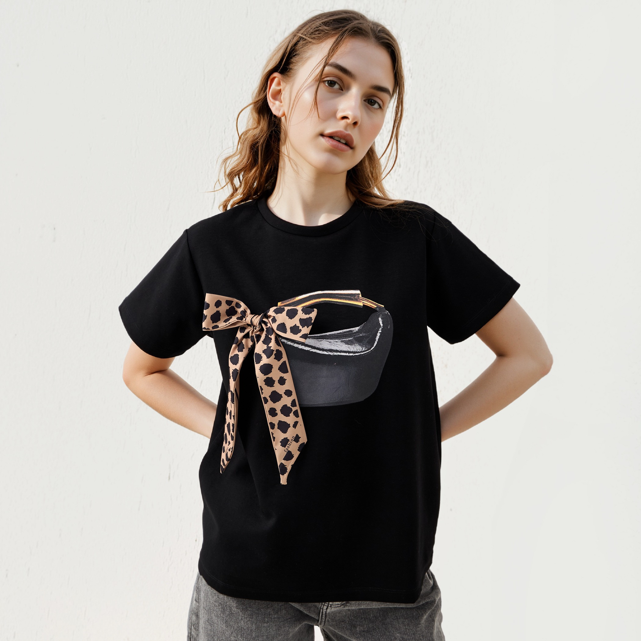 2Xtremz Bow Accent Crew Neck T-shirt-women-clothing-tshirts-image-1