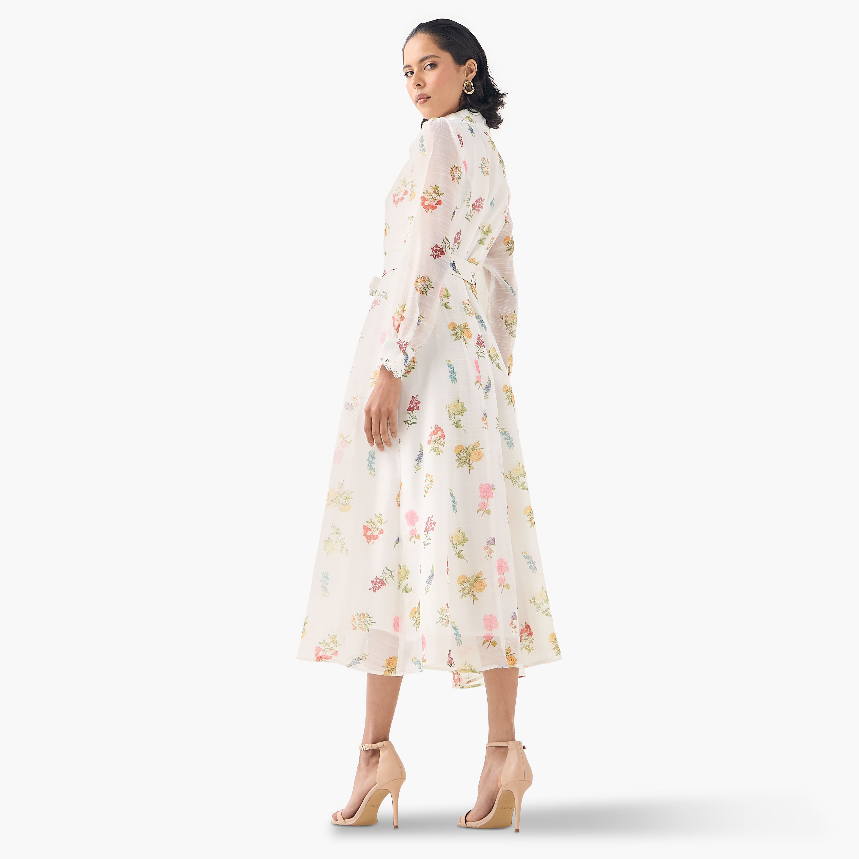 2Xtremz Floral Print Midi Dress with Lace Detail-women-clothing-dresses-image-3