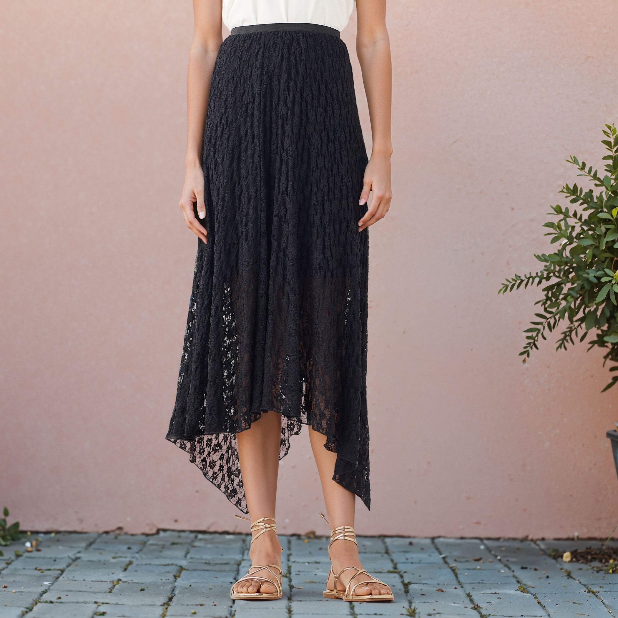 2Xtremz Lace Detail Midi Asymmetric Skirt with Elasticated Waistband-women-clothing-bottoms-skirts-image-1
