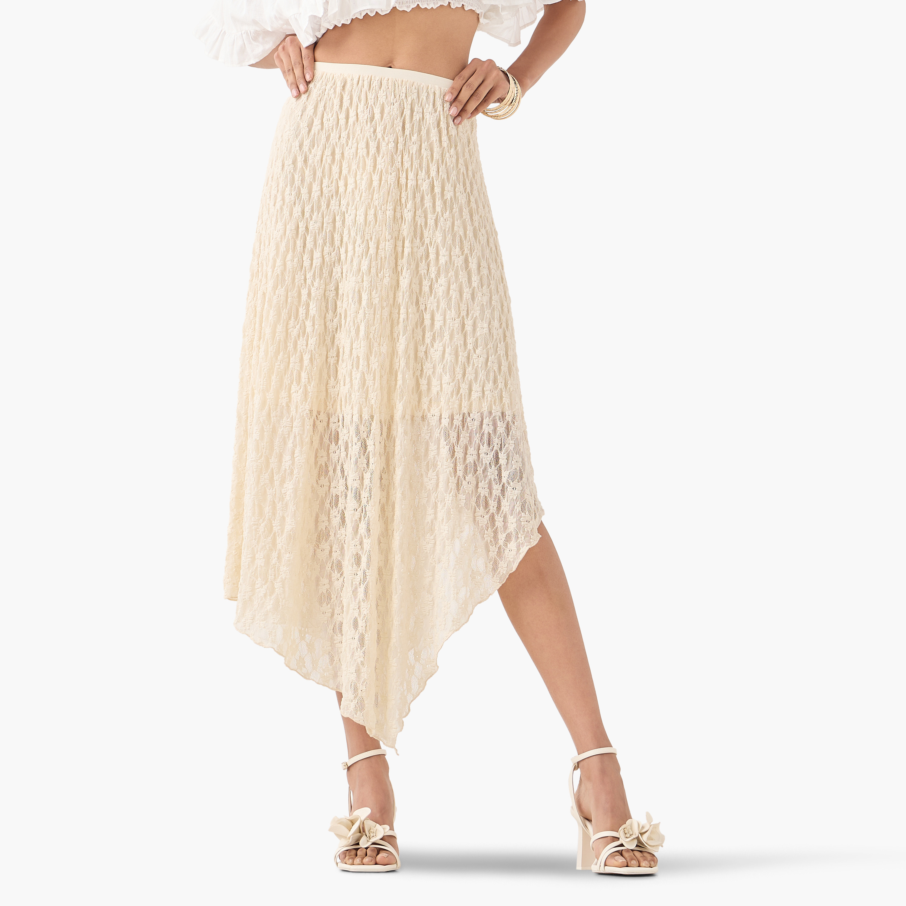2Xtremz Lace Detail Midi Asymmetric Skirt with Elasticated Waistband-women-clothing-bottoms-skirts-image-1