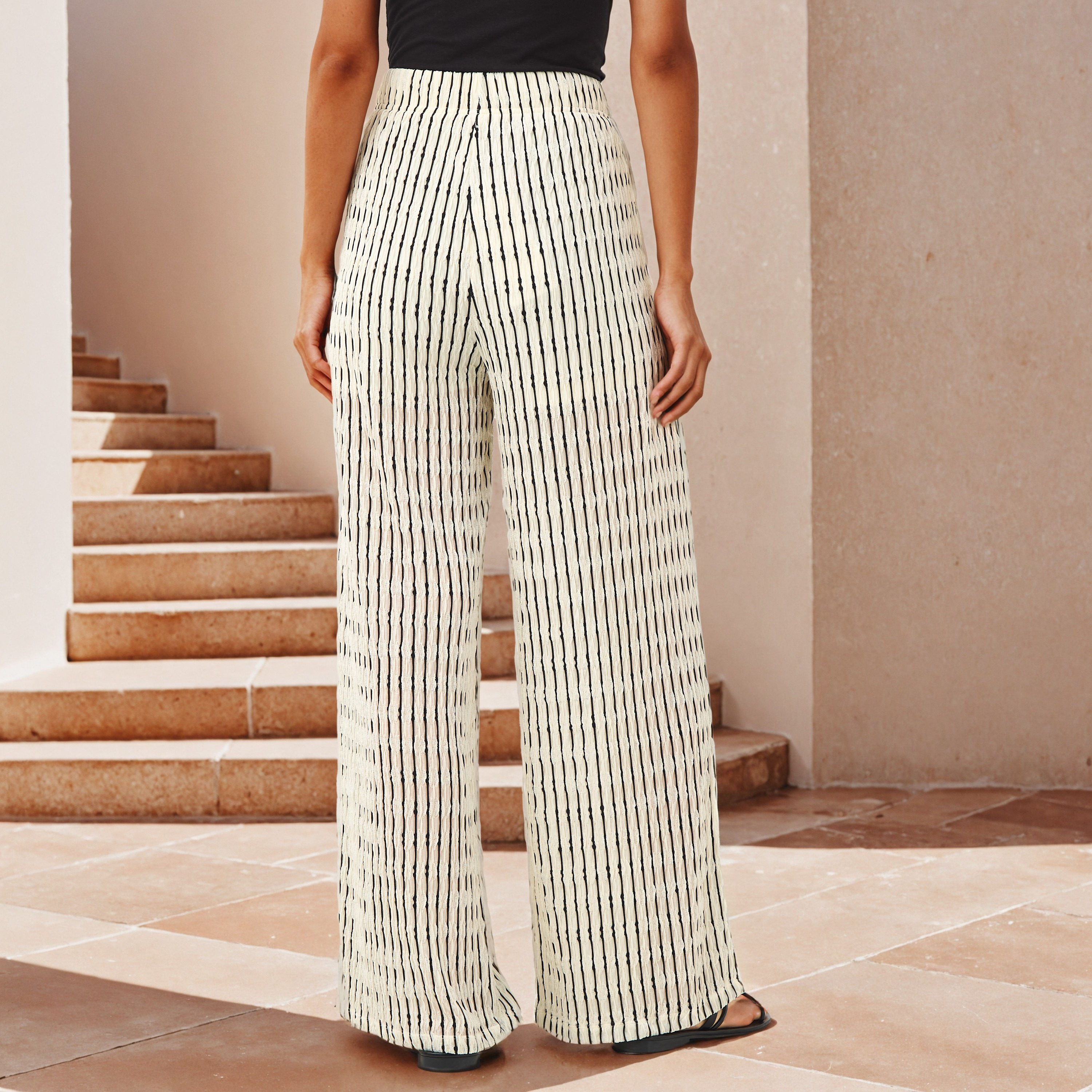 Textured Regular Fit Pants-women-clothing-bottoms-joggers-image-3