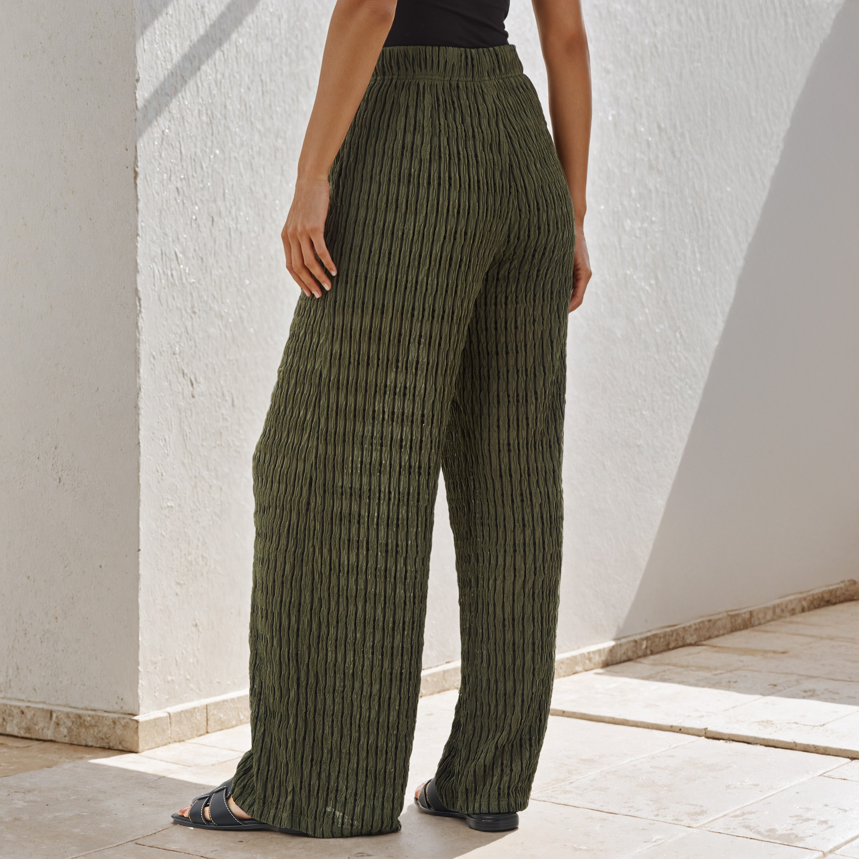 Textured Regular Fit Pants-women-clothing-bottoms-joggers-image-3