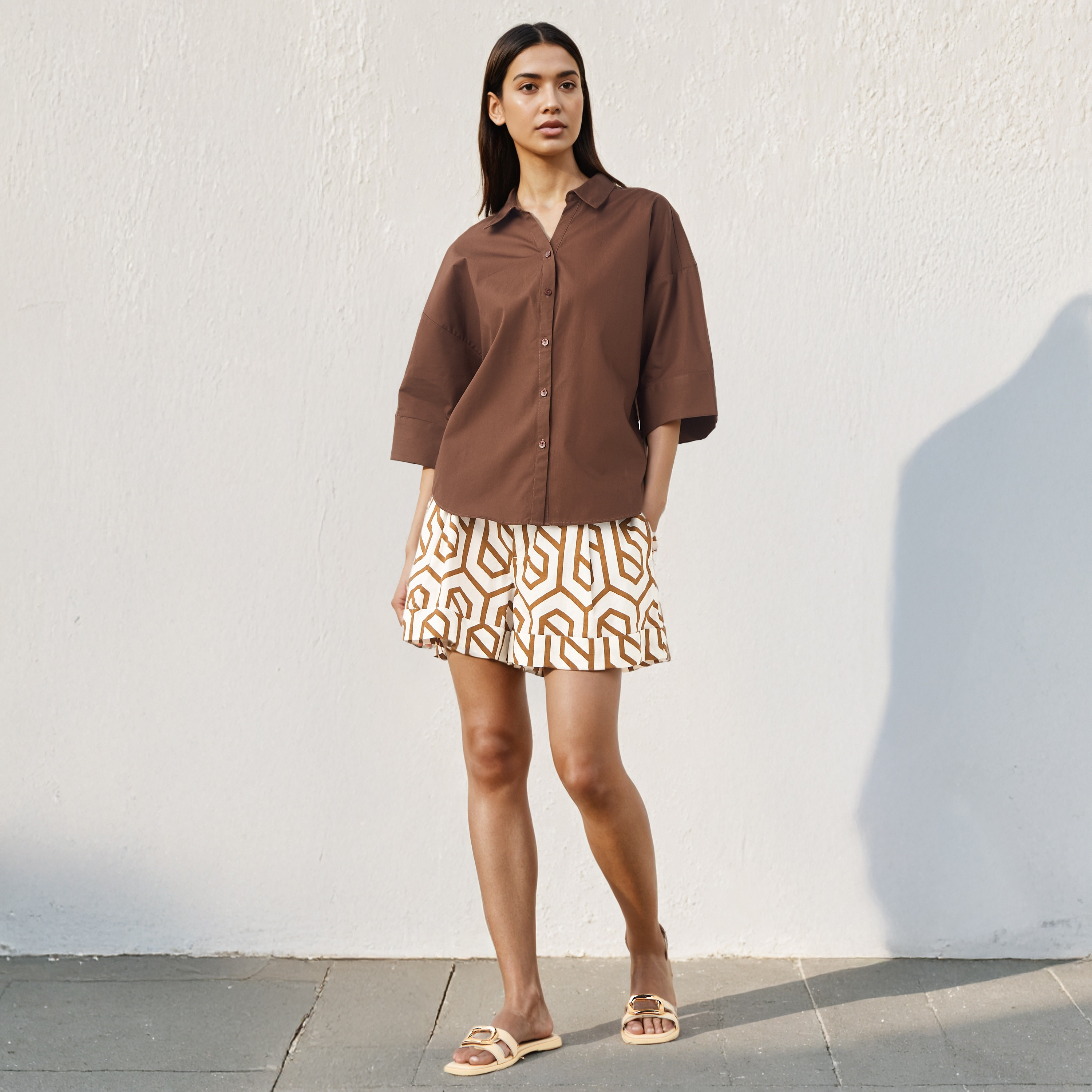 2Xtremz Oversized Cotton Shirt with 3/4 Sleeves-women-clothing-shirtsandblouses-shirts-image-2