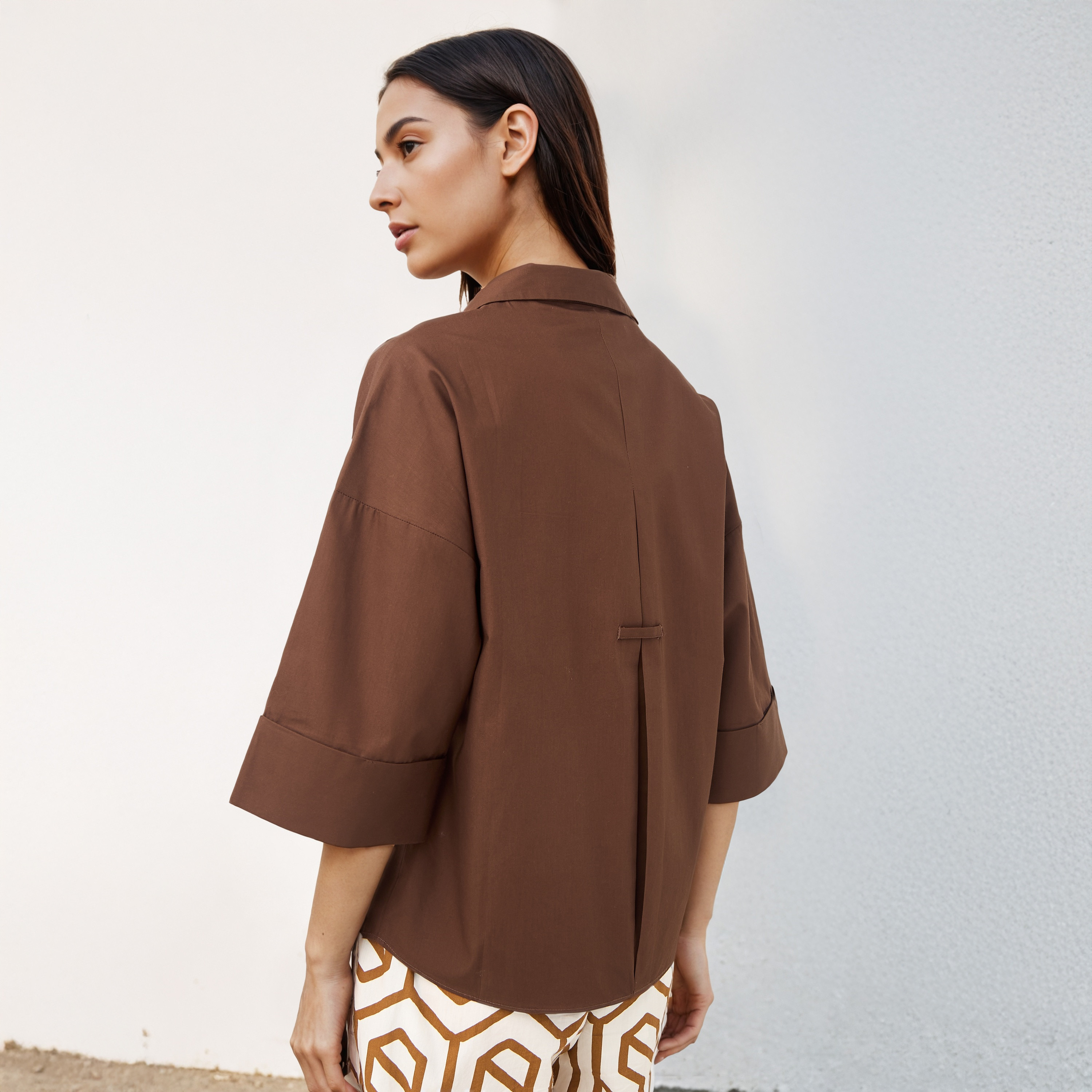 2Xtremz Oversized Cotton Shirt with 3/4 Sleeves-women-clothing-shirtsandblouses-shirts-image-3