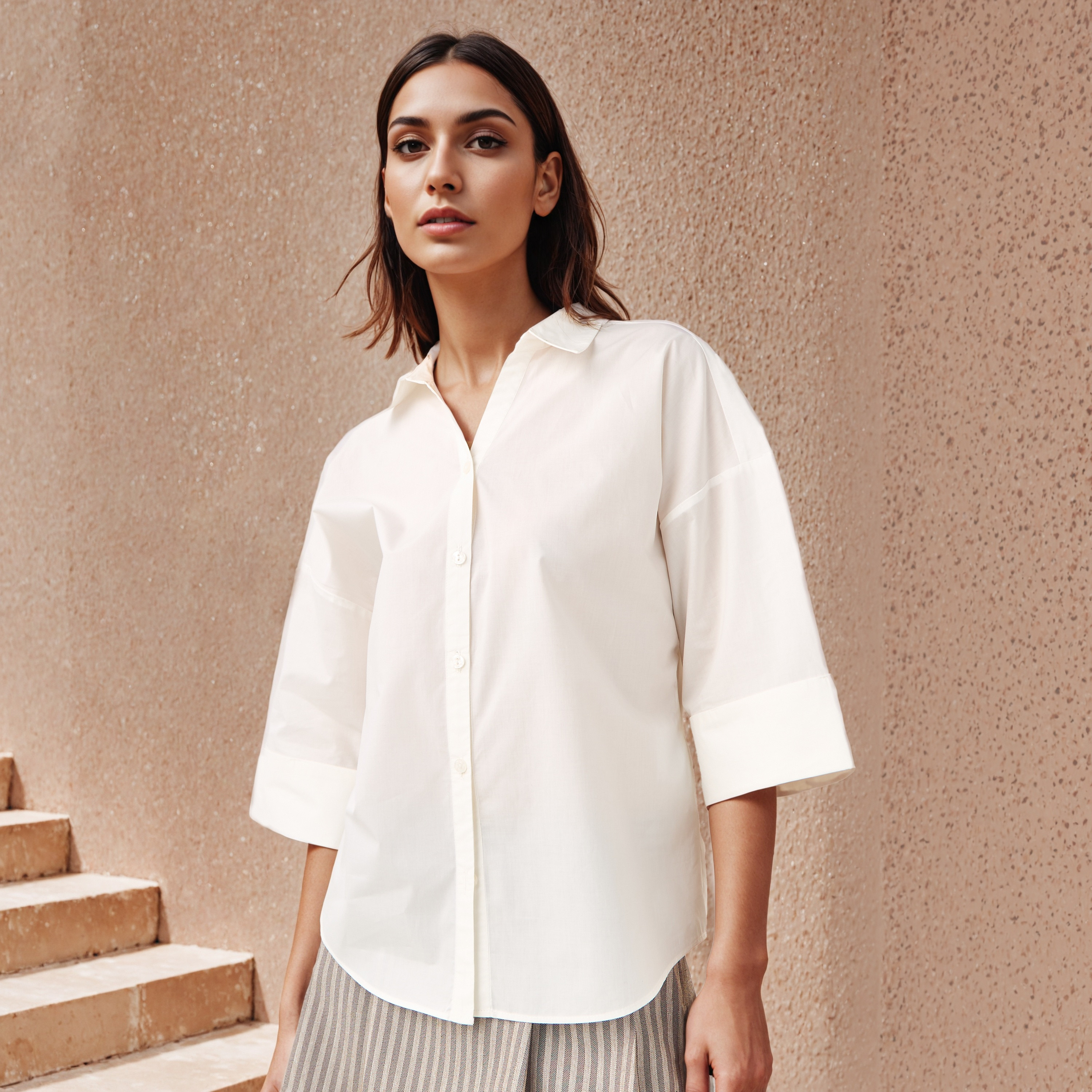 2Xtremz Oversized Cotton Shirt with 3/4 Sleeves-women-clothing-shirtsandblouses-shirts-image-1