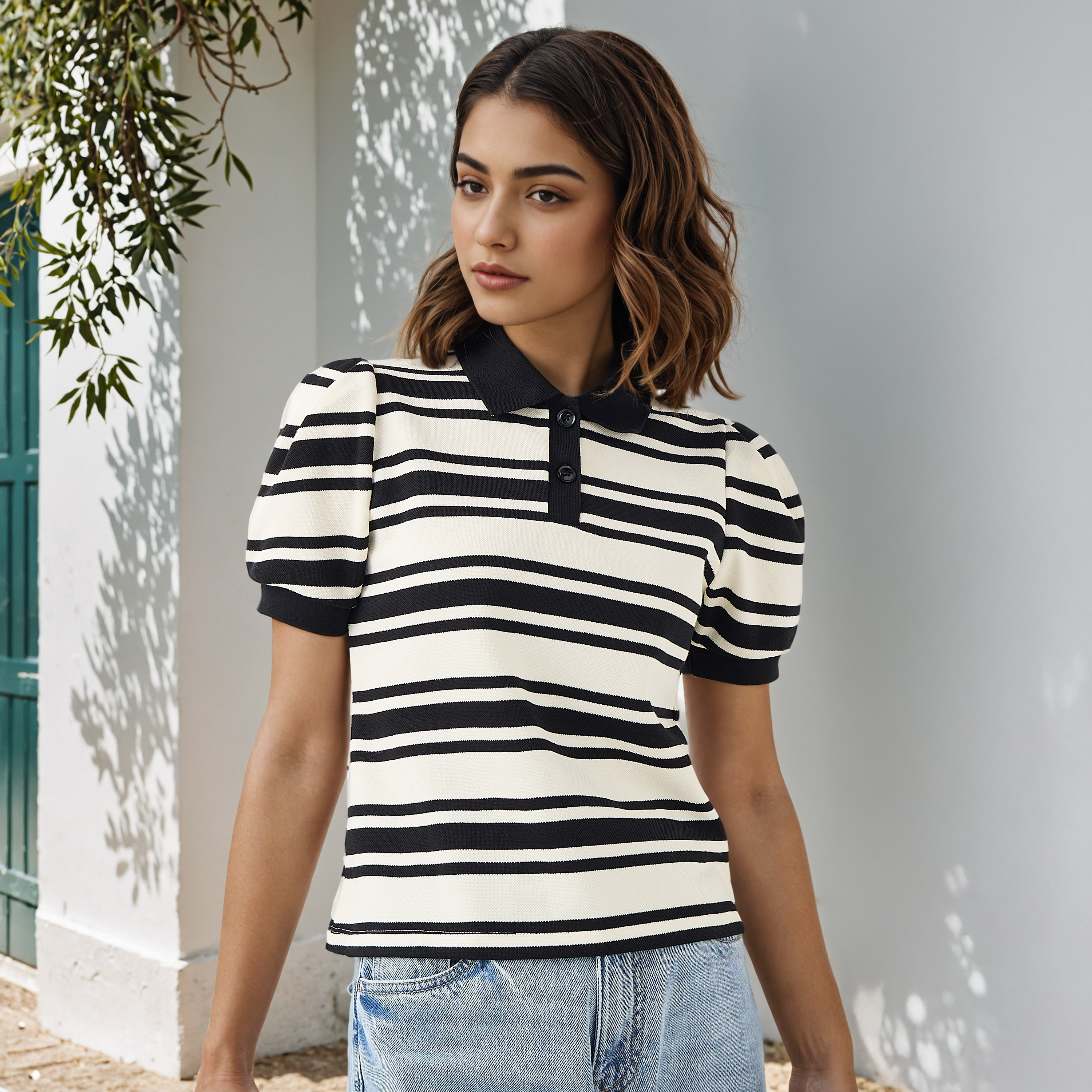 تيشيرت بولو مقلّم من تو إكستريمز-women-clothing-tshirts-image-1