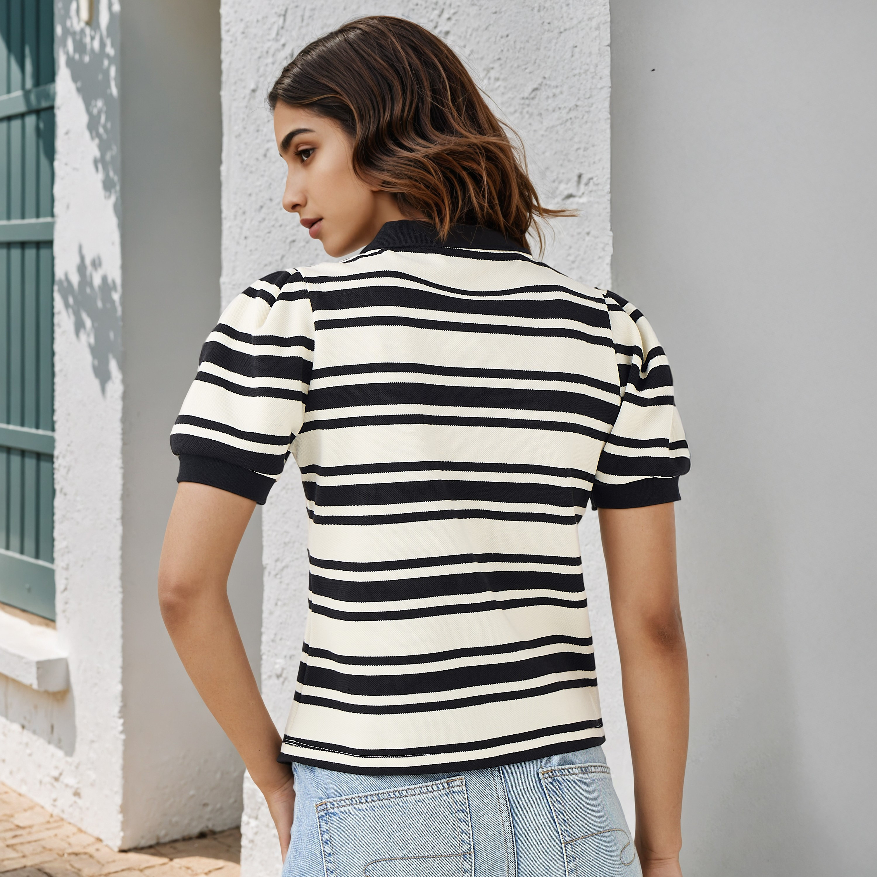 تيشيرت بولو مقلّم من تو إكستريمز-women-clothing-tshirts-image-3