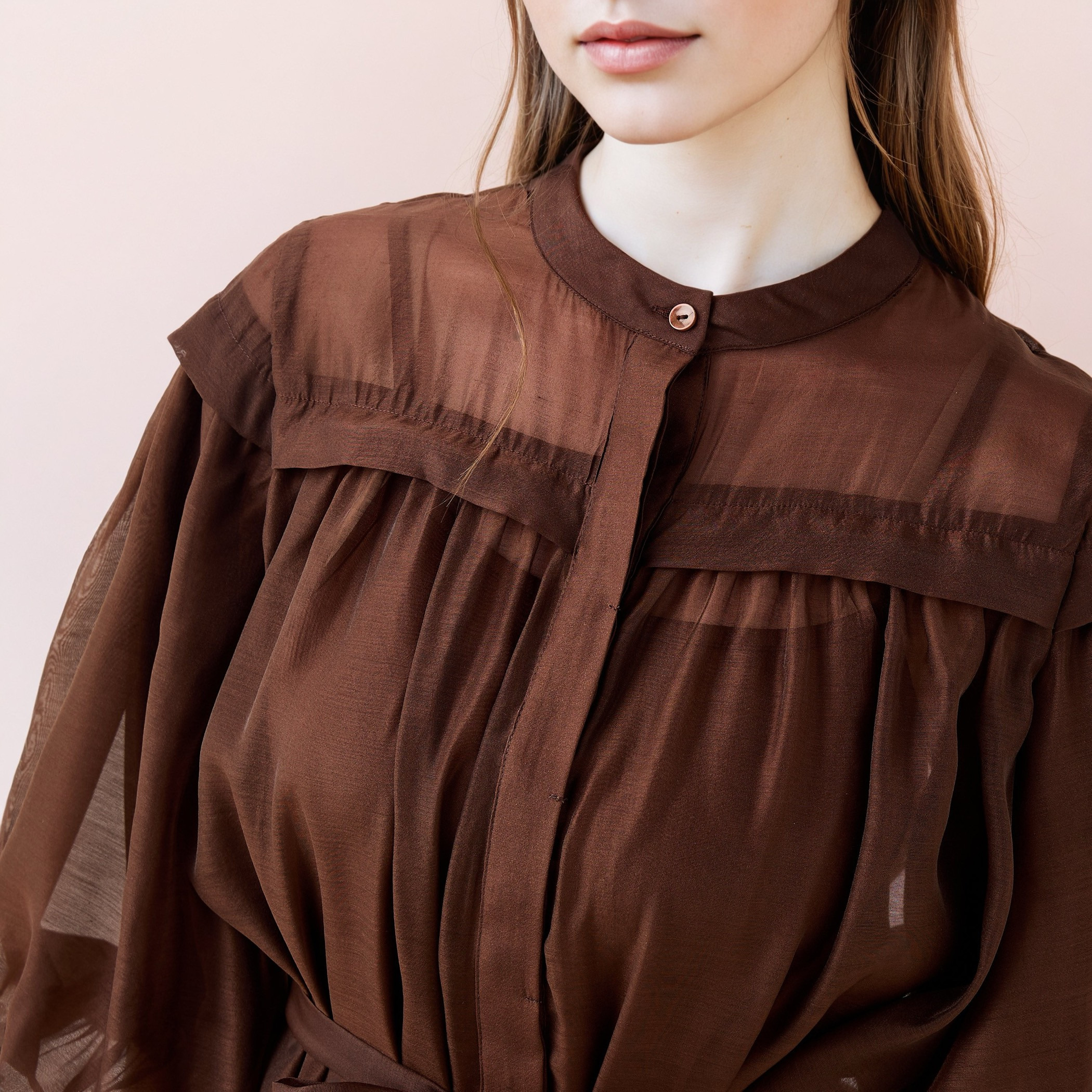 فستان ميدي شفاف بطبقات وياقة ماندارين من تو إكستريمز-women-clothing-dresses-image-4