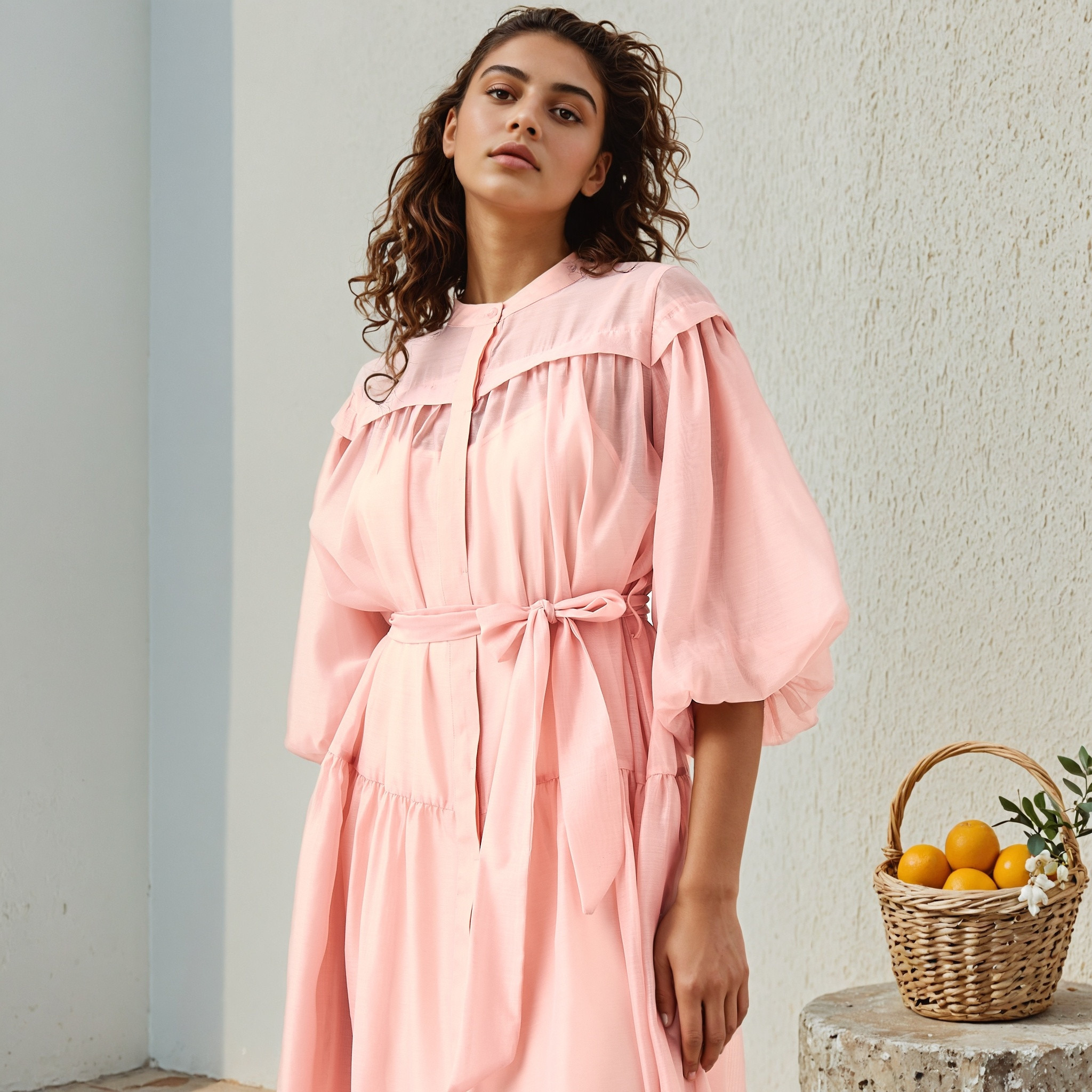 2Xtremz Sheer Tiered Midi Dress with Mandarin Collar-women-clothing-dresses-image-4