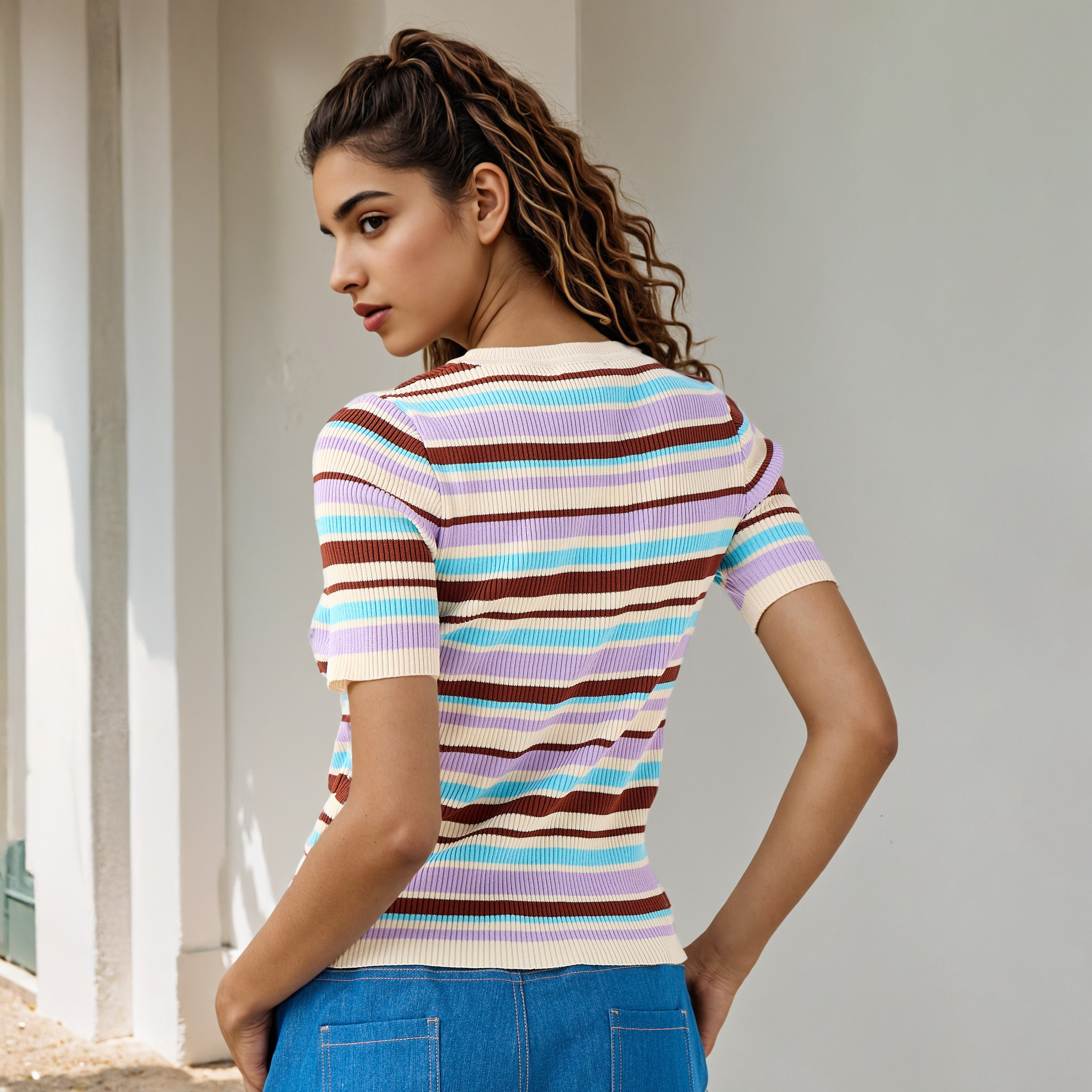 2Xtremz Striped Crew Neck T-shirt-women-clothing-tshirts-image-3