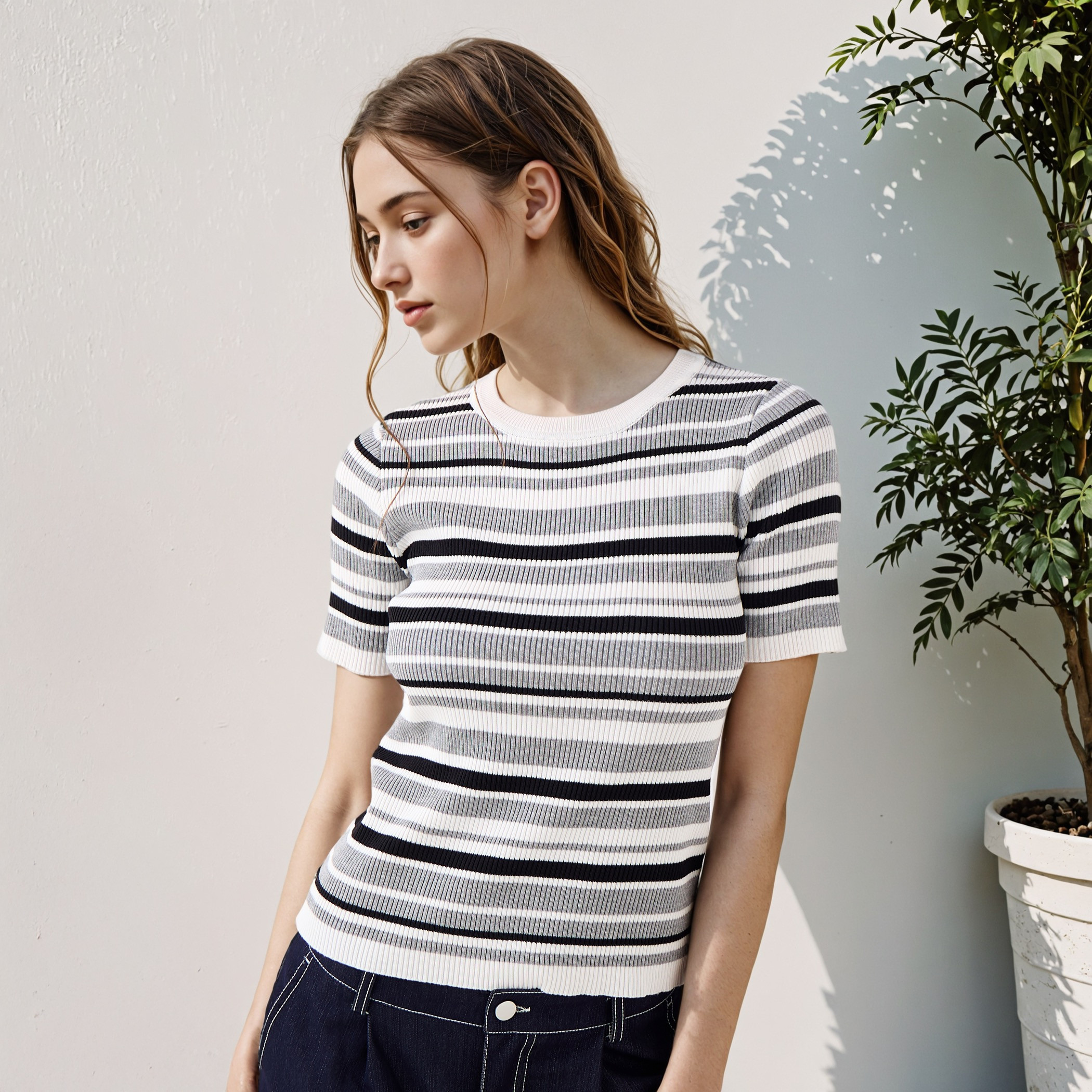 2Xtremz Striped Crew Neck T-shirt-women-clothing-tshirts-image-1