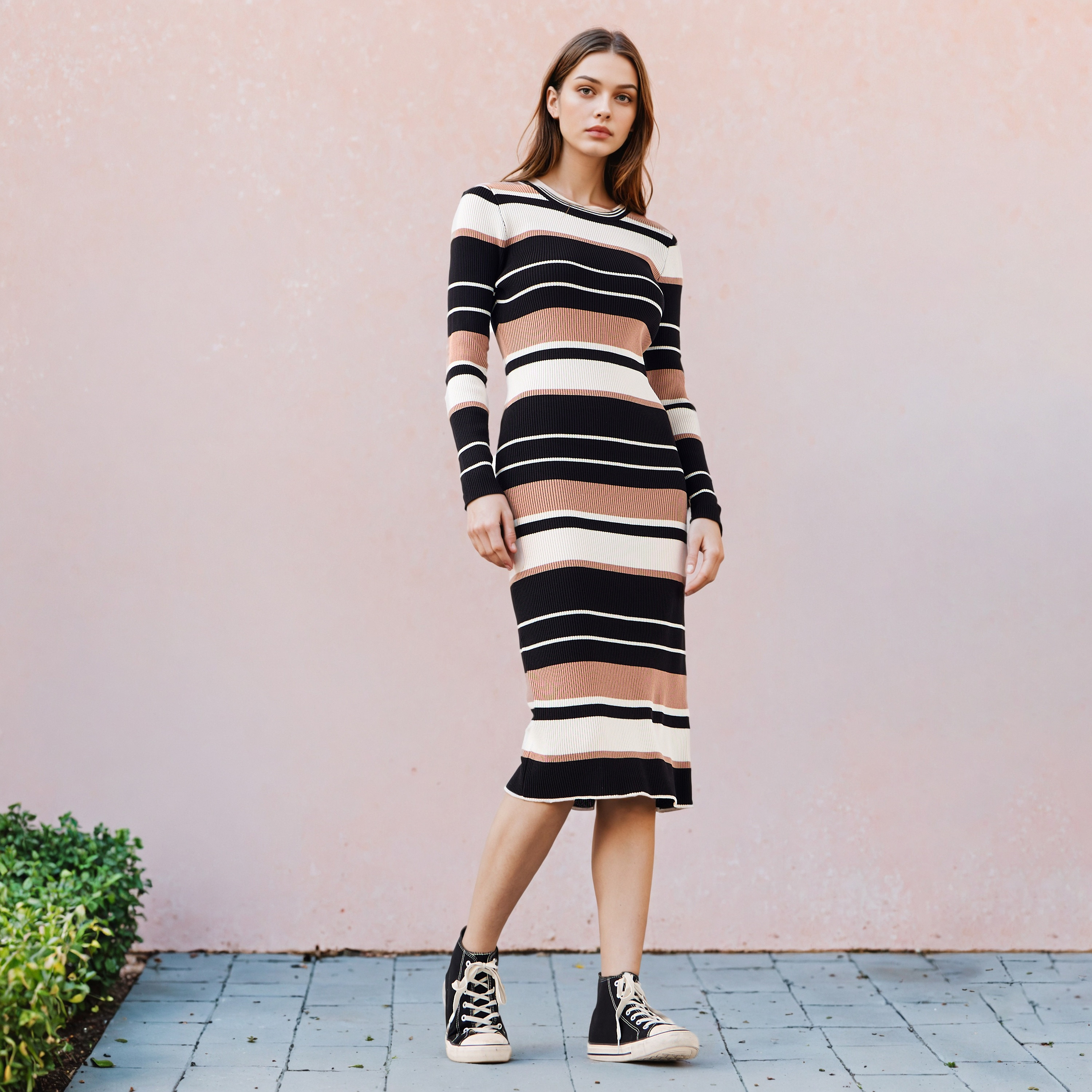 2Xtremz Striped Bodycon Midi Dress-women-clothing-dresses-image-2