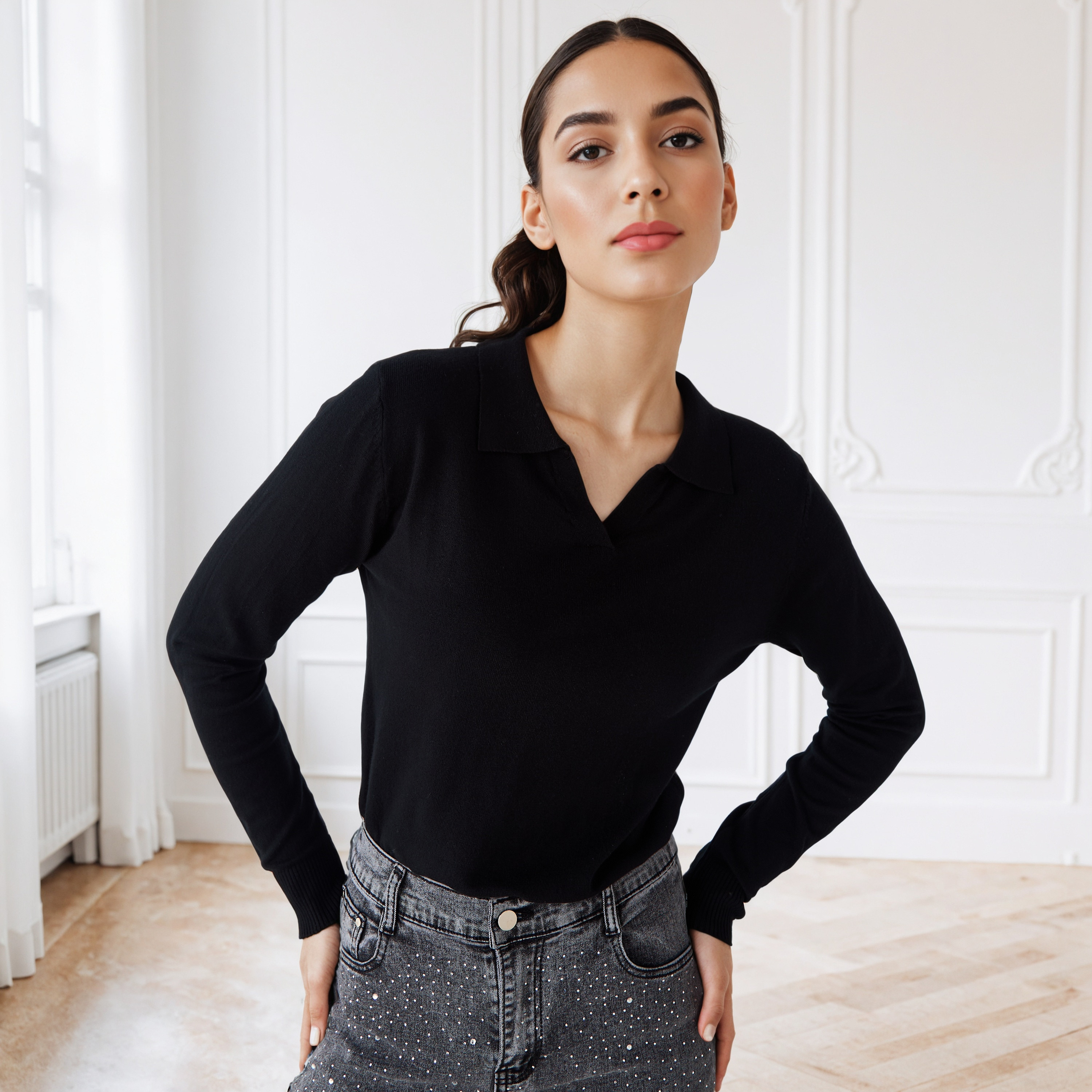 2Xtremz Collared Sweater with Long Sleeves-women-clothing-cardigansandjumpers-jumpers-image-1