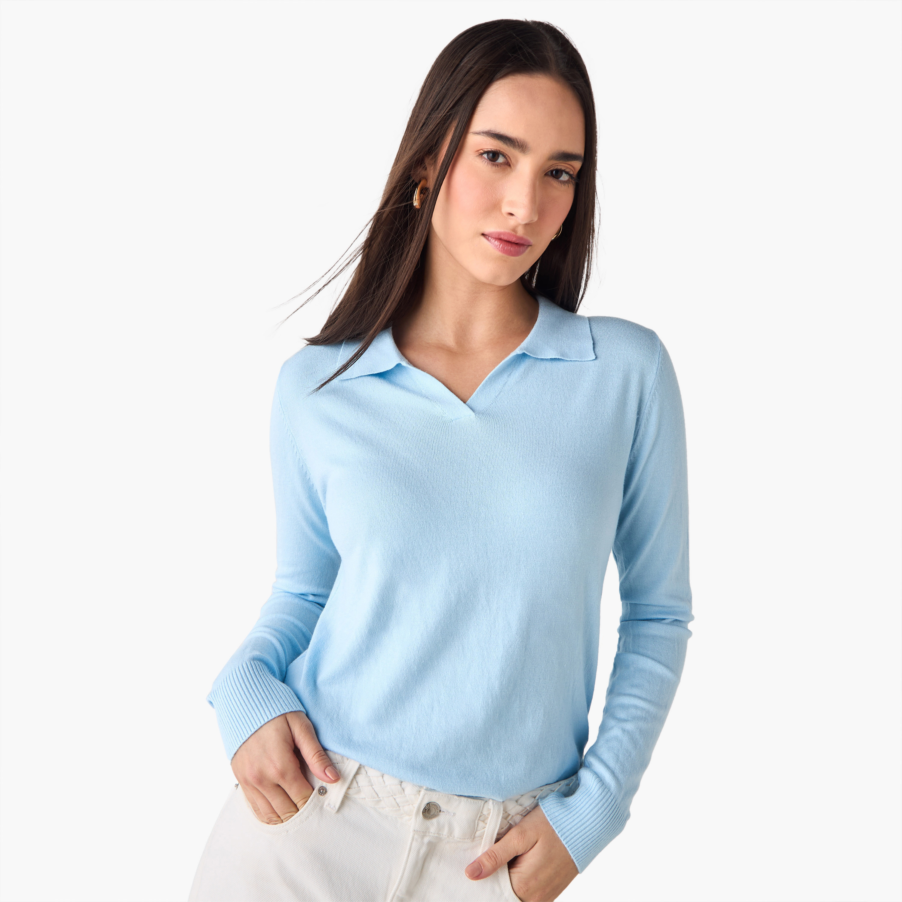 2Xtremz Collared Sweater with Long Sleeves-women-clothing-cardigansandjumpers-jumpers-image-1