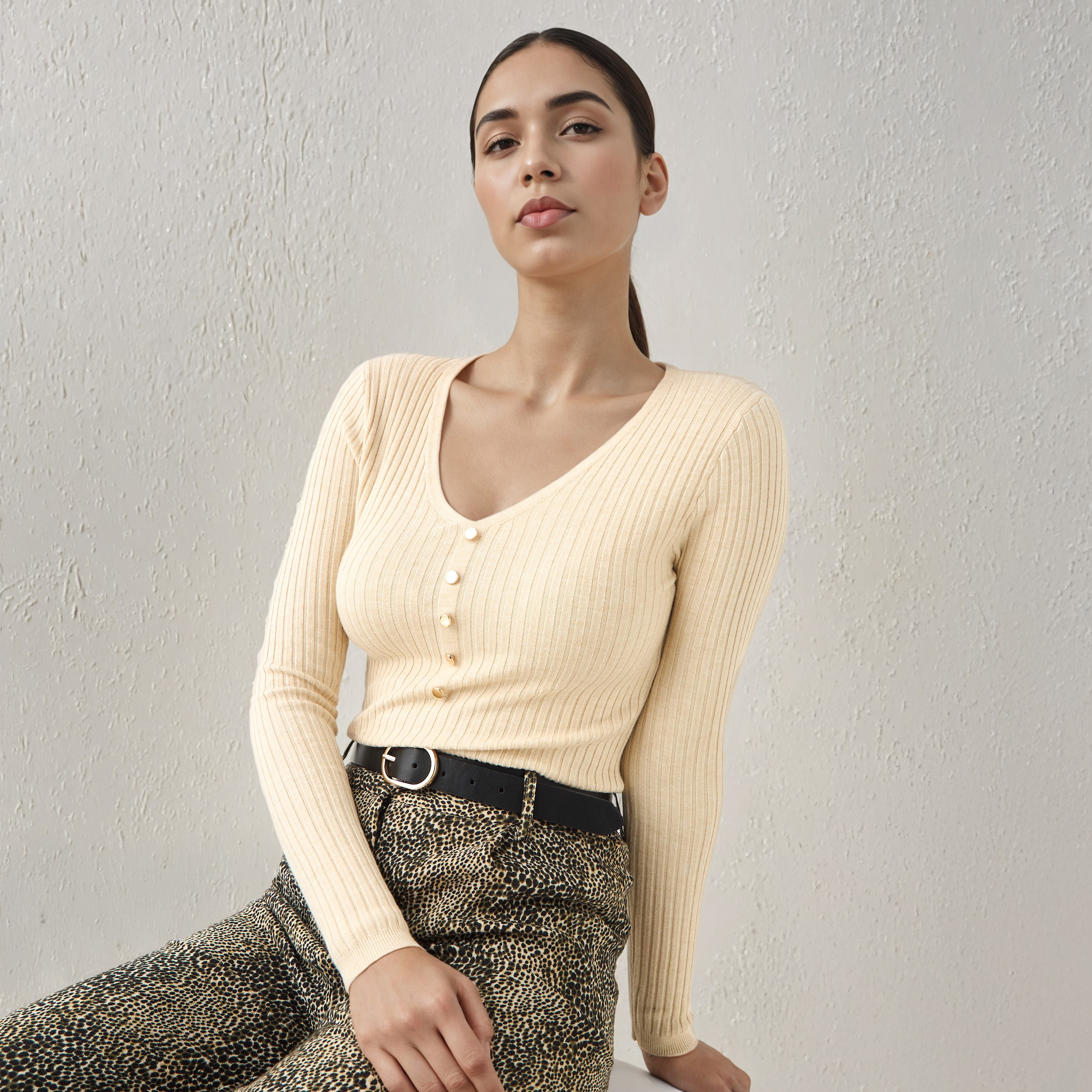 2Xtremz Ribbed V-neck Sweater-women-clothing-cardigansandjumpers-jumpers-image-1