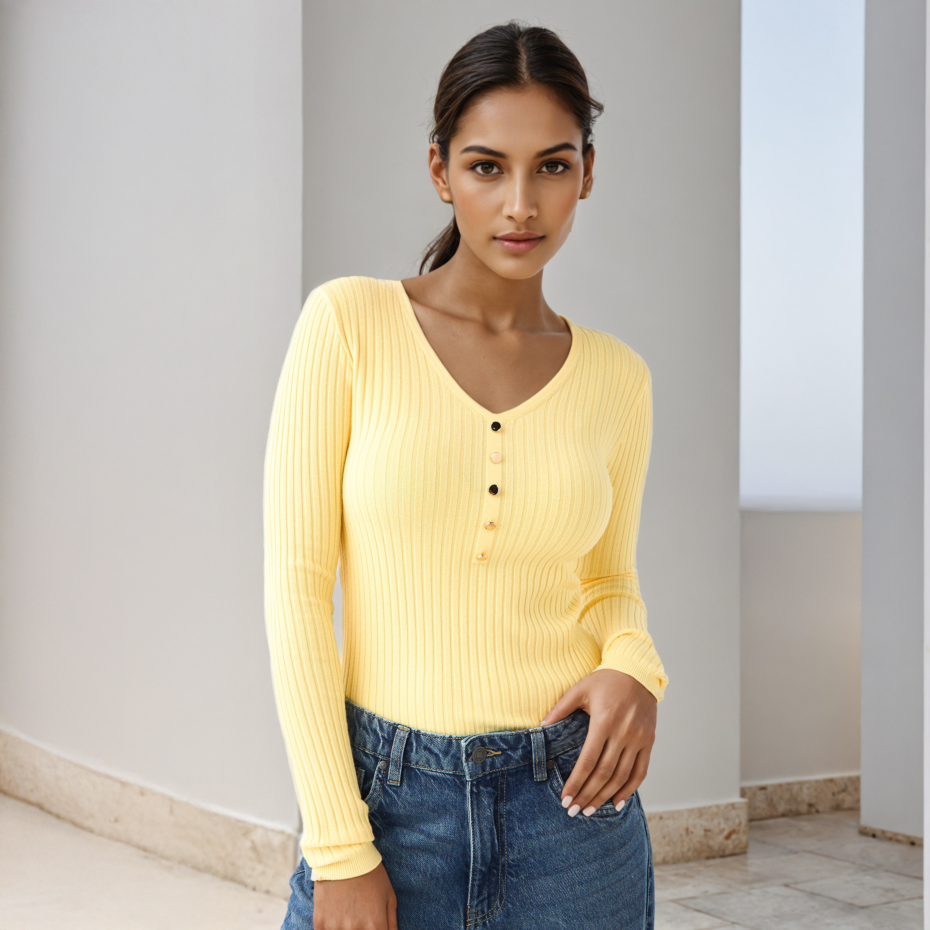 2Xtremz Ribbed V-neck Sweater-women-clothing-cardigansandjumpers-jumpers-image-1