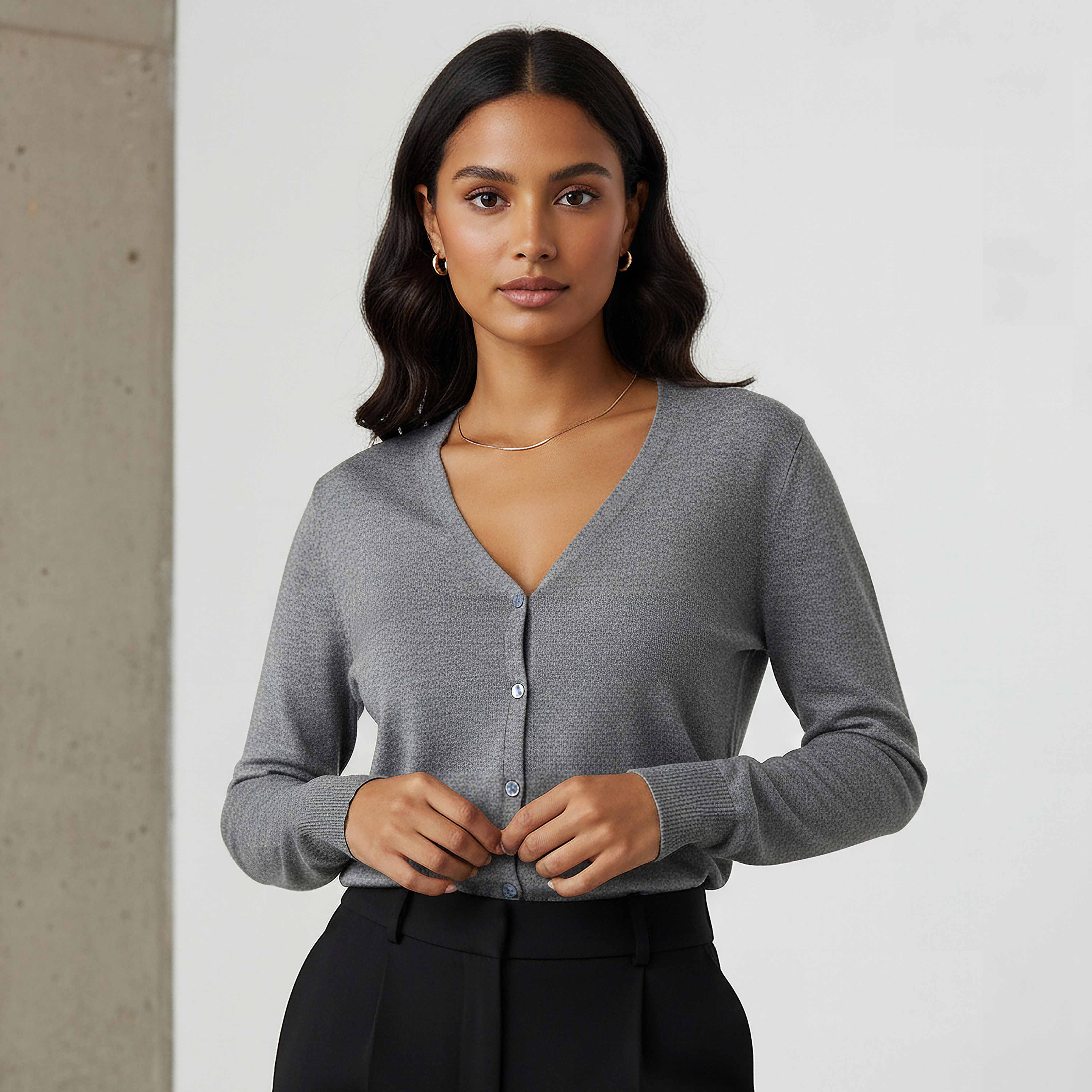 2Xtremz Textured V-neck Tricot Cardigan-women-winterwear-cardigansandjumpers-cardigans-image-1