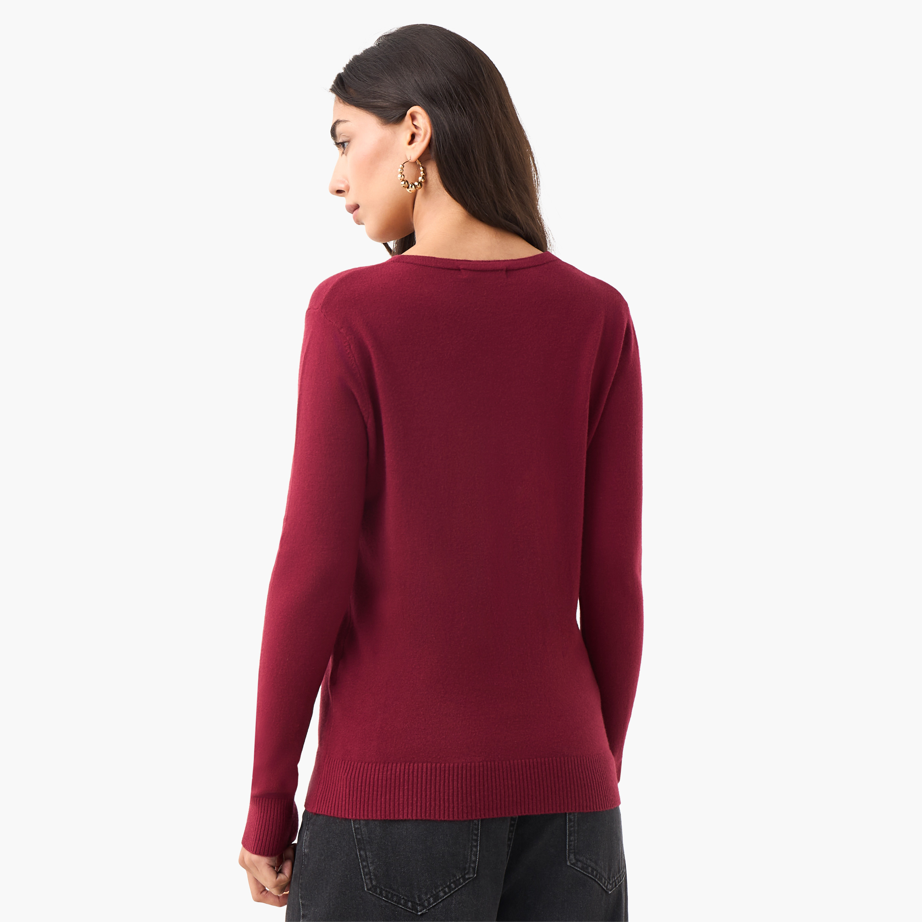 2Xtremz Textured V-neck Tricot Cardigan-women-winterwear-cardigansandjumpers-cardigans-image-4