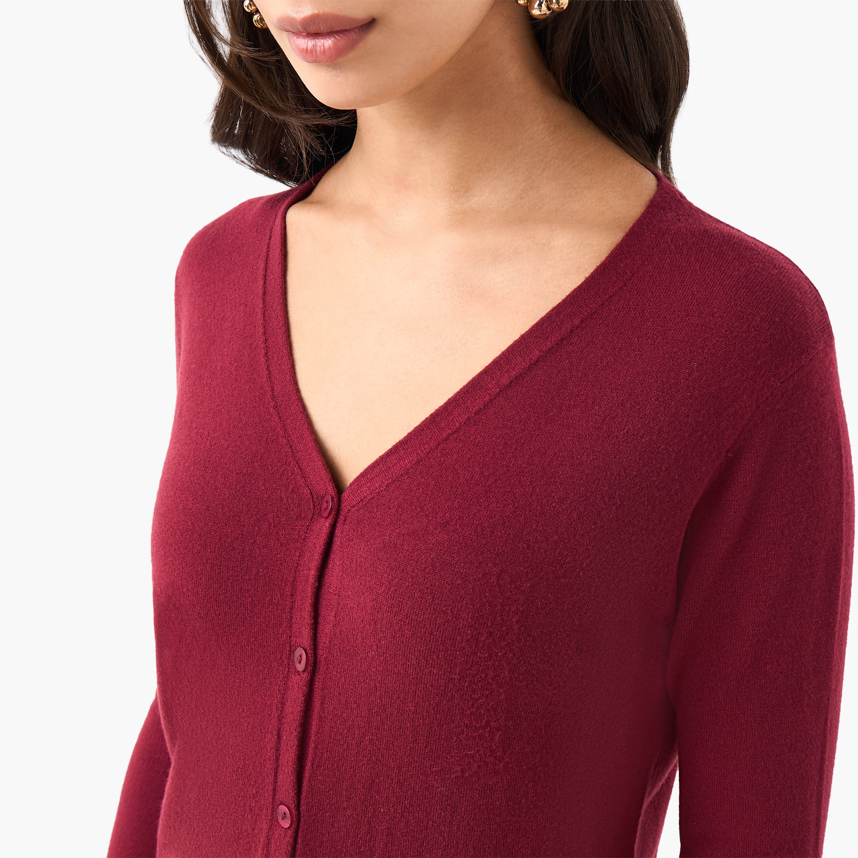 2Xtremz Textured V-neck Tricot Cardigan-women-winterwear-cardigansandjumpers-cardigans-image-5