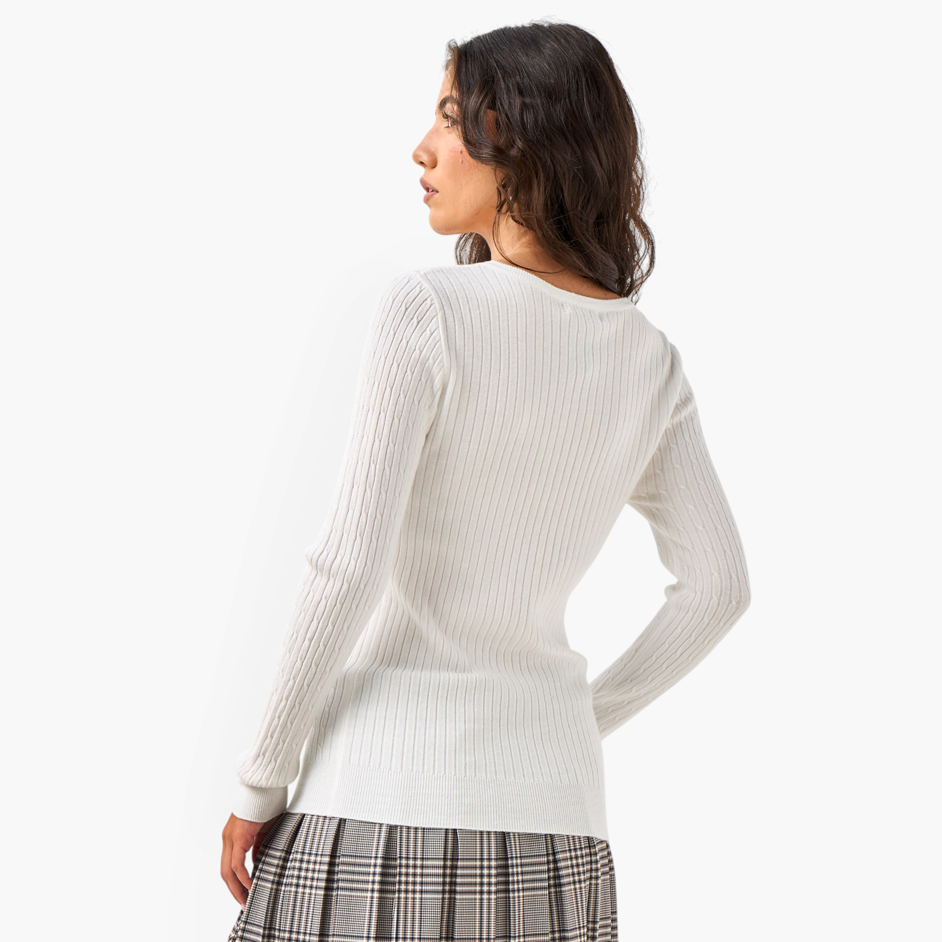 2Xtremz Slim Fit Textured Round Neck Tricot Sweater-women-clothing-cardigansandjumpers-jumpers-image-4