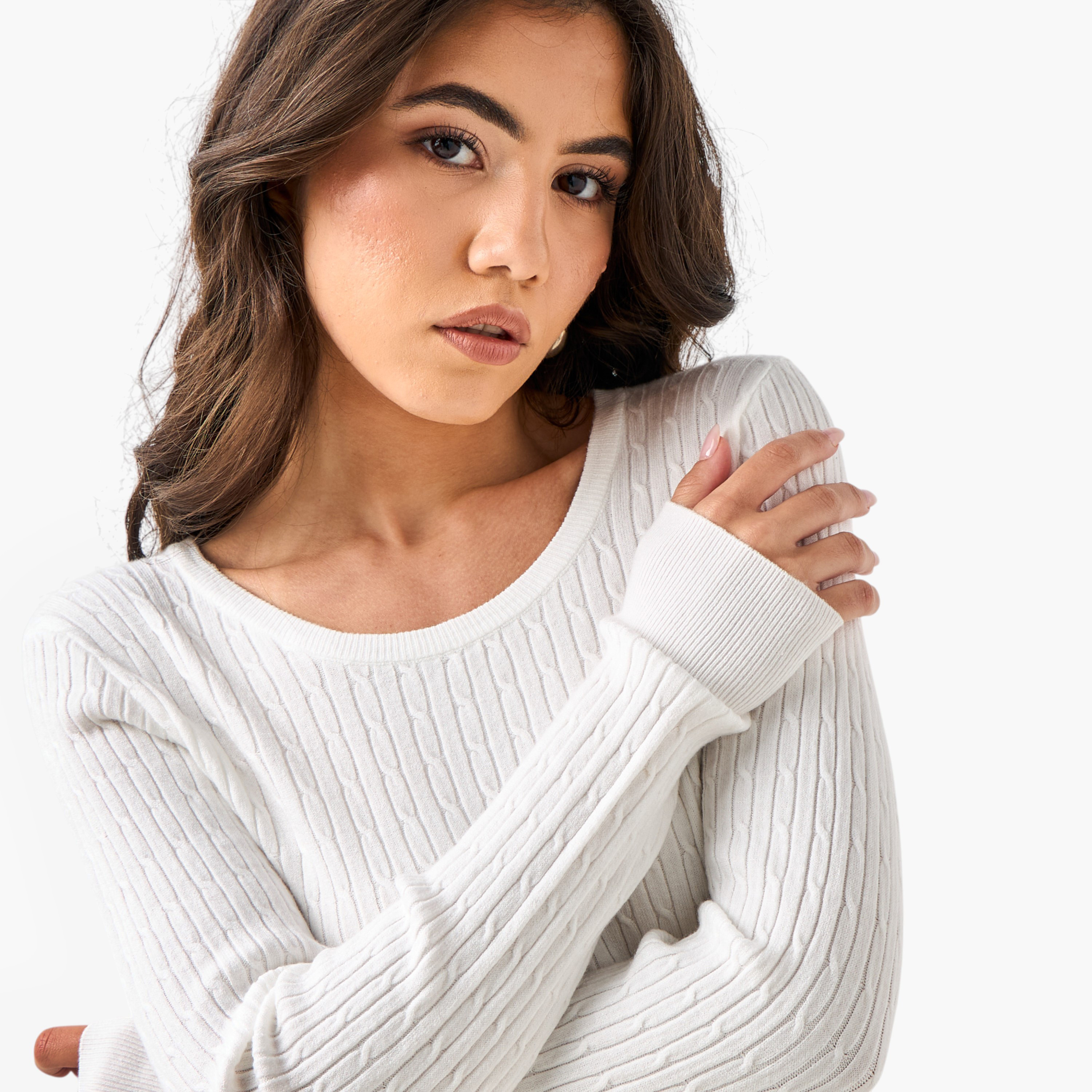 2Xtremz Slim Fit Textured Round Neck Tricot Sweater-women-clothing-cardigansandjumpers-jumpers-image-5