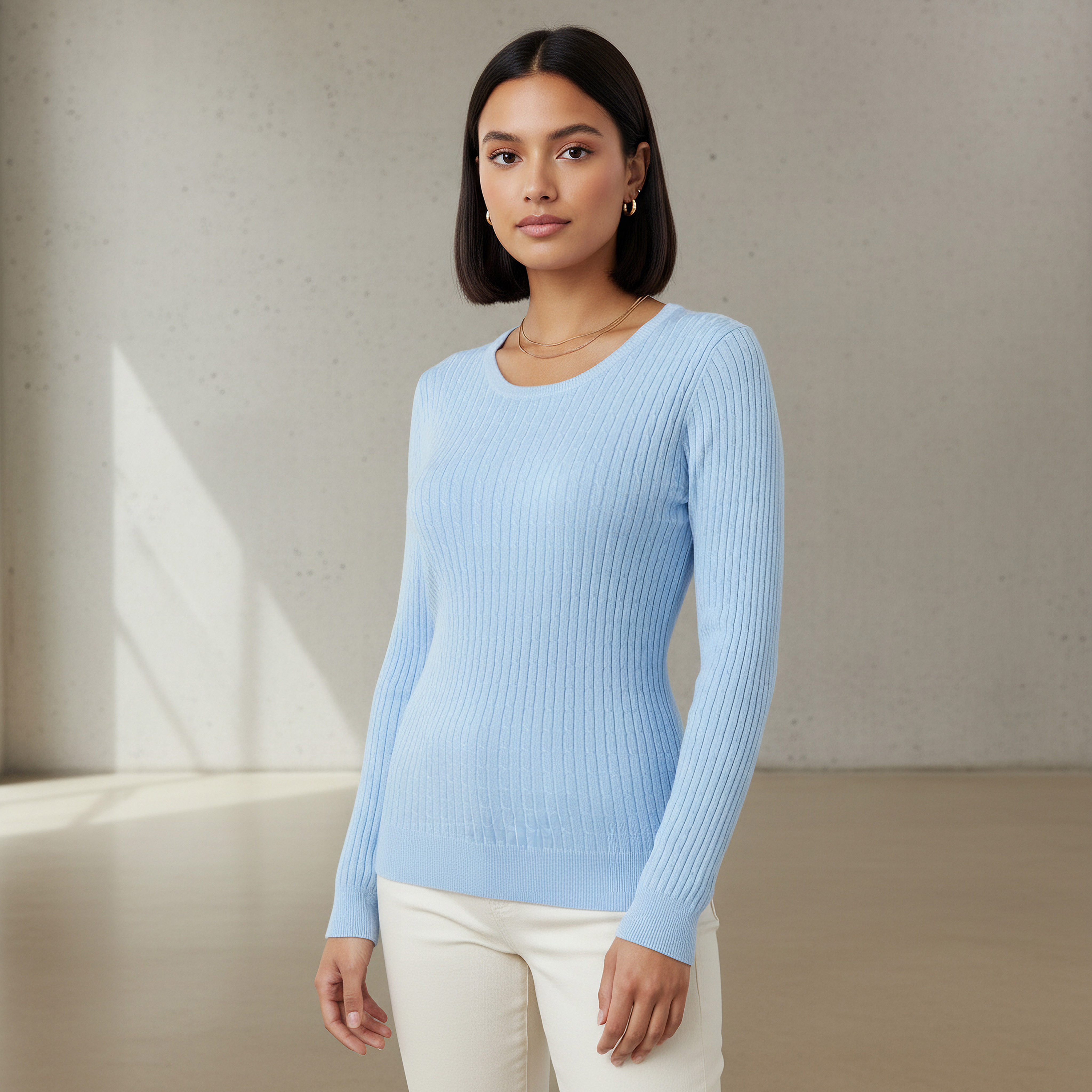 2Xtremz Slim Fit Textured Round Neck Tricot Sweater-women-clothing-cardigansandjumpers-jumpers-image-1