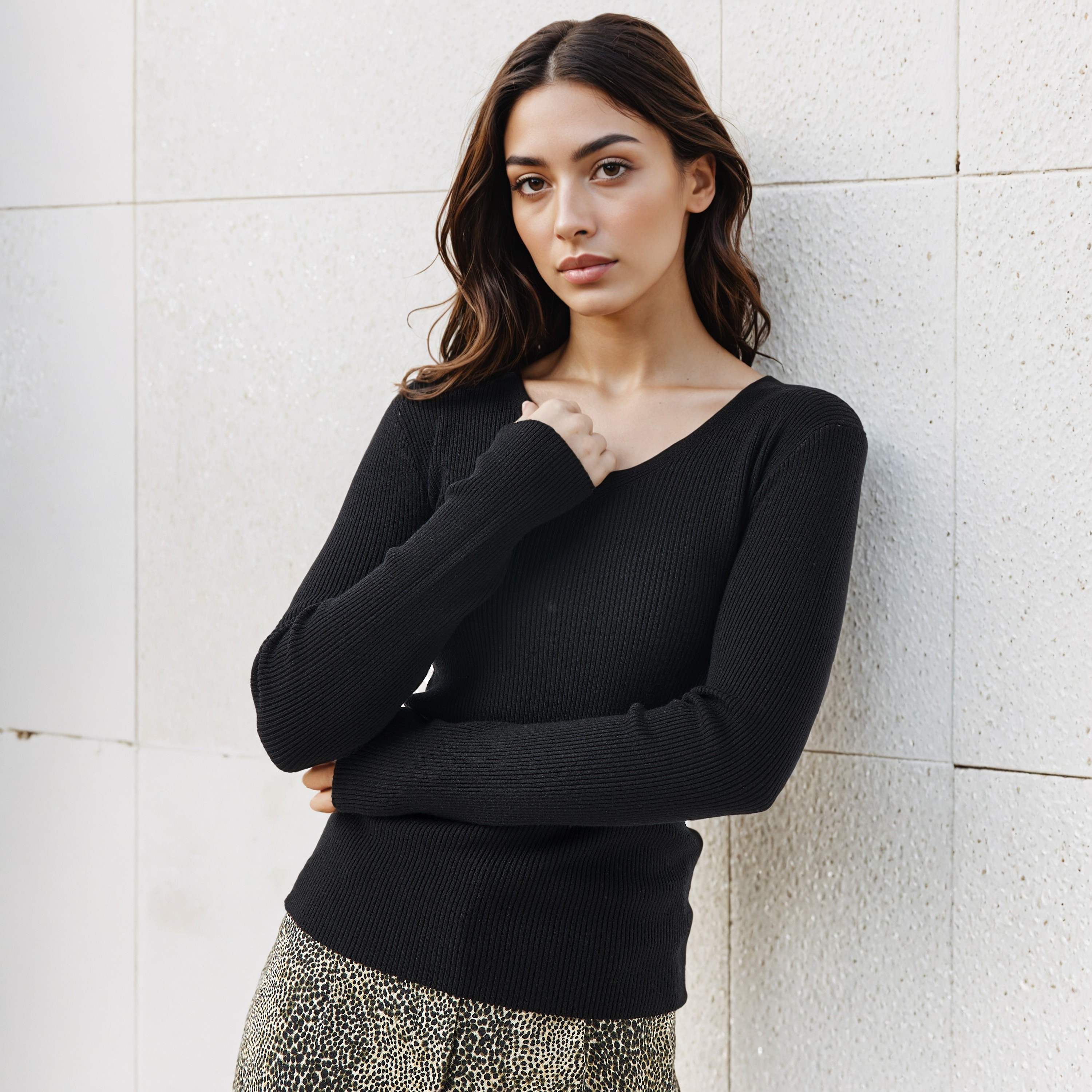 2Xtremz Regular Fit Ribbed V-neck Tricot Sweater-women-clothing-cardigansandjumpers-jumpers-image-1