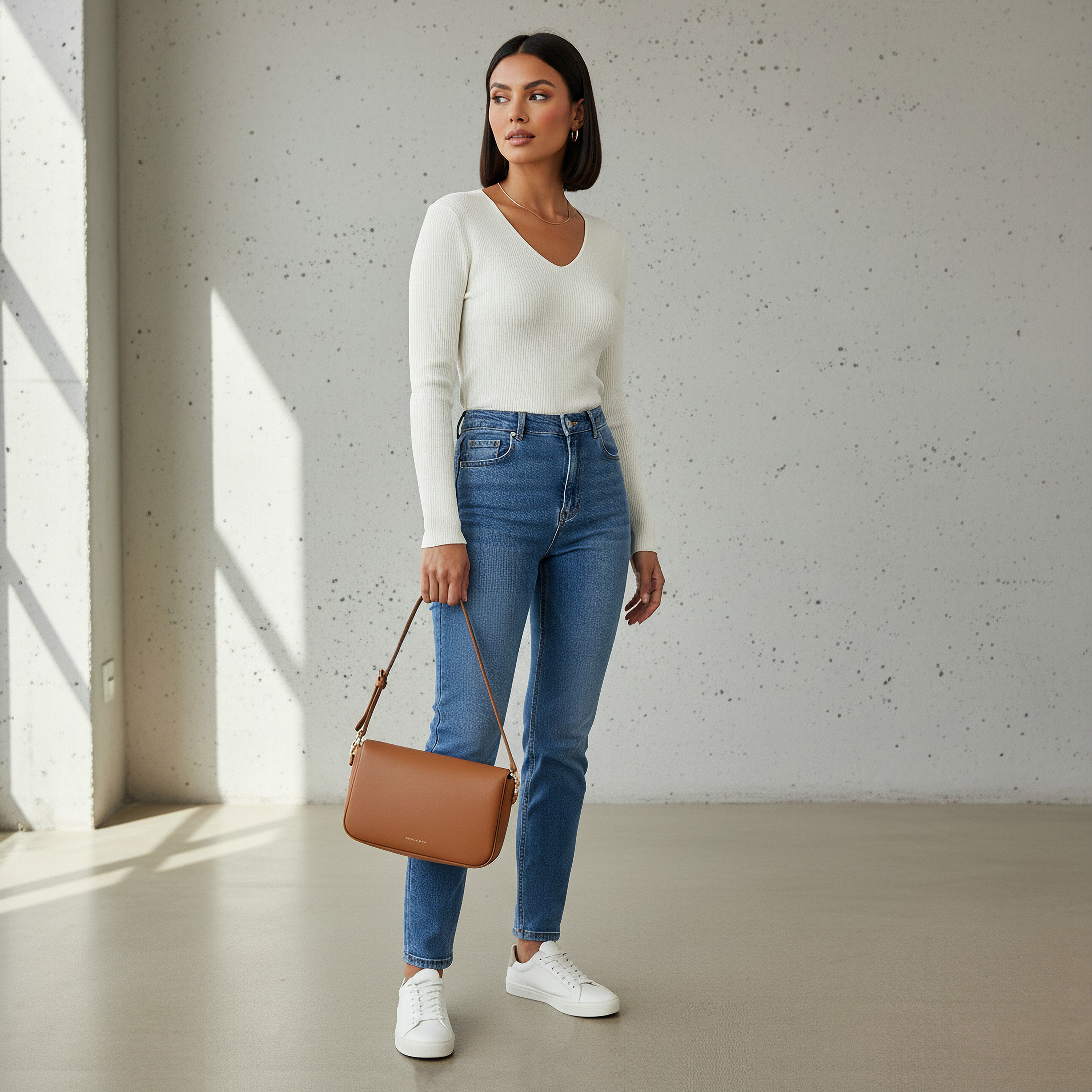 كنزة تريكو مضلعة بقصة عادية وياقة V من تو إكستريمز-women-clothing-cardigansandjumpers-jumpers-image-2
