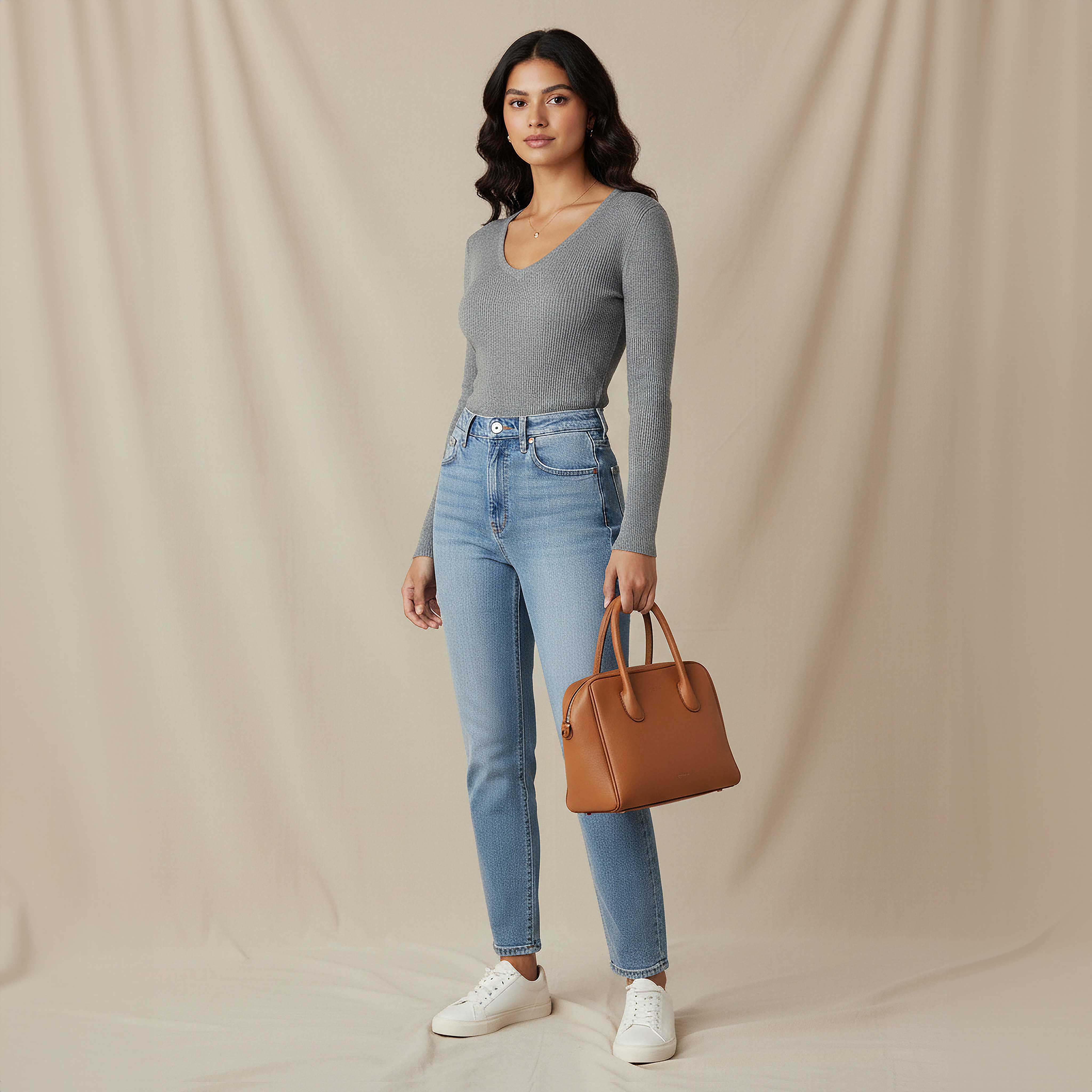 2Xtremz Regular Fit Ribbed V-neck Tricot Sweater-women-clothing-cardigansandjumpers-jumpers-image-2