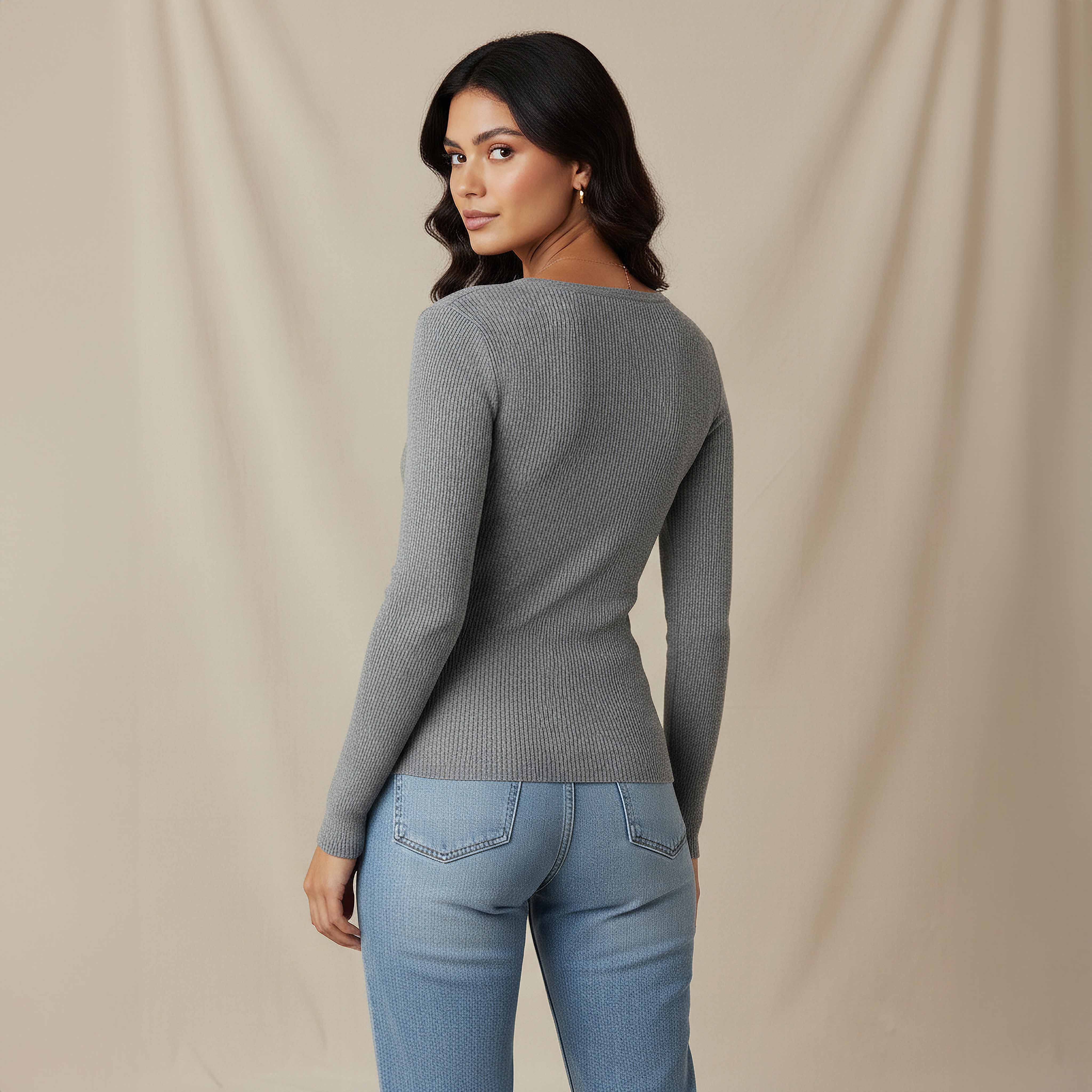2Xtremz Regular Fit Ribbed V-neck Tricot Sweater-women-clothing-cardigansandjumpers-jumpers-image-3