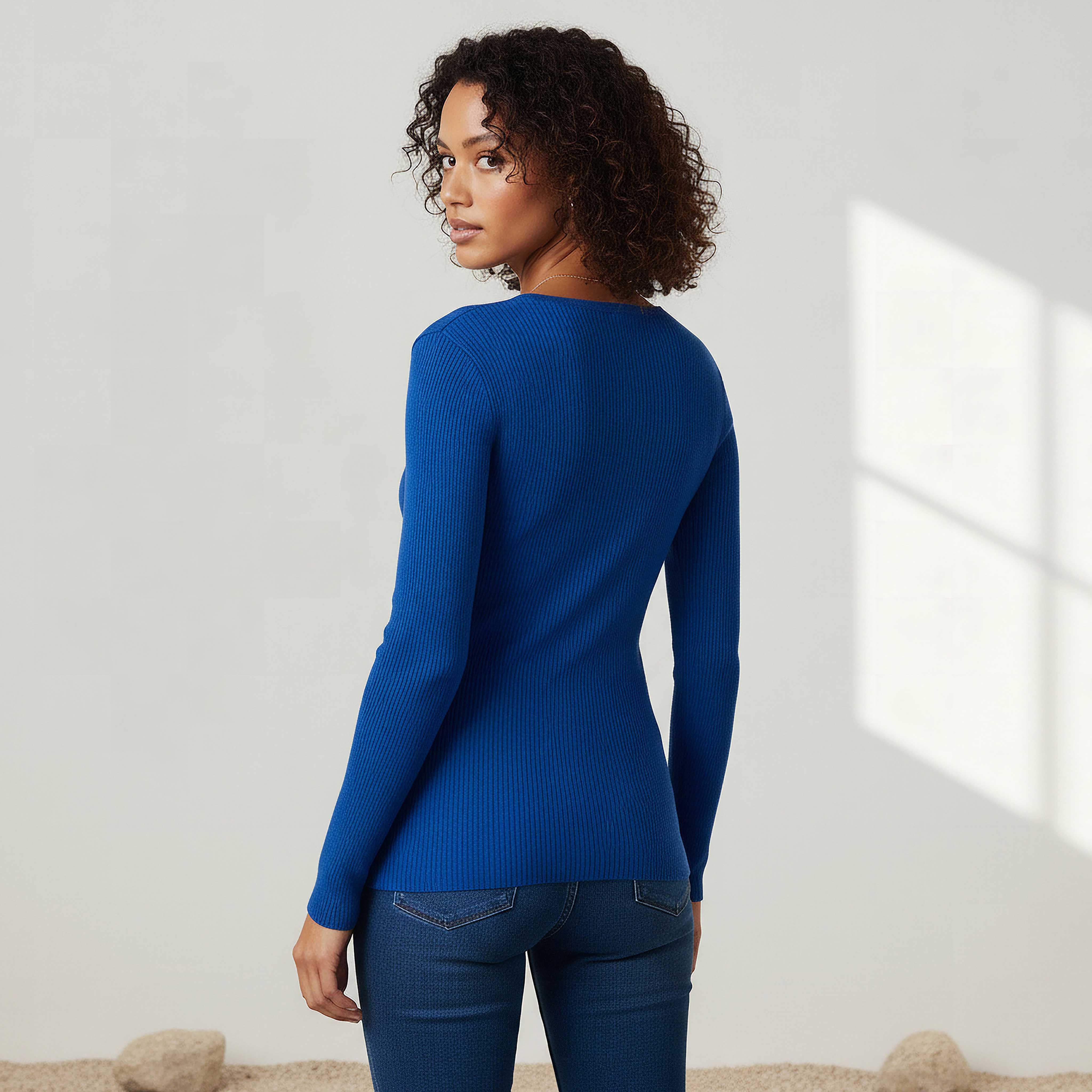 2Xtremz Regular Fit Ribbed V-neck Tricot Sweater-women-clothing-cardigansandjumpers-jumpers-image-3