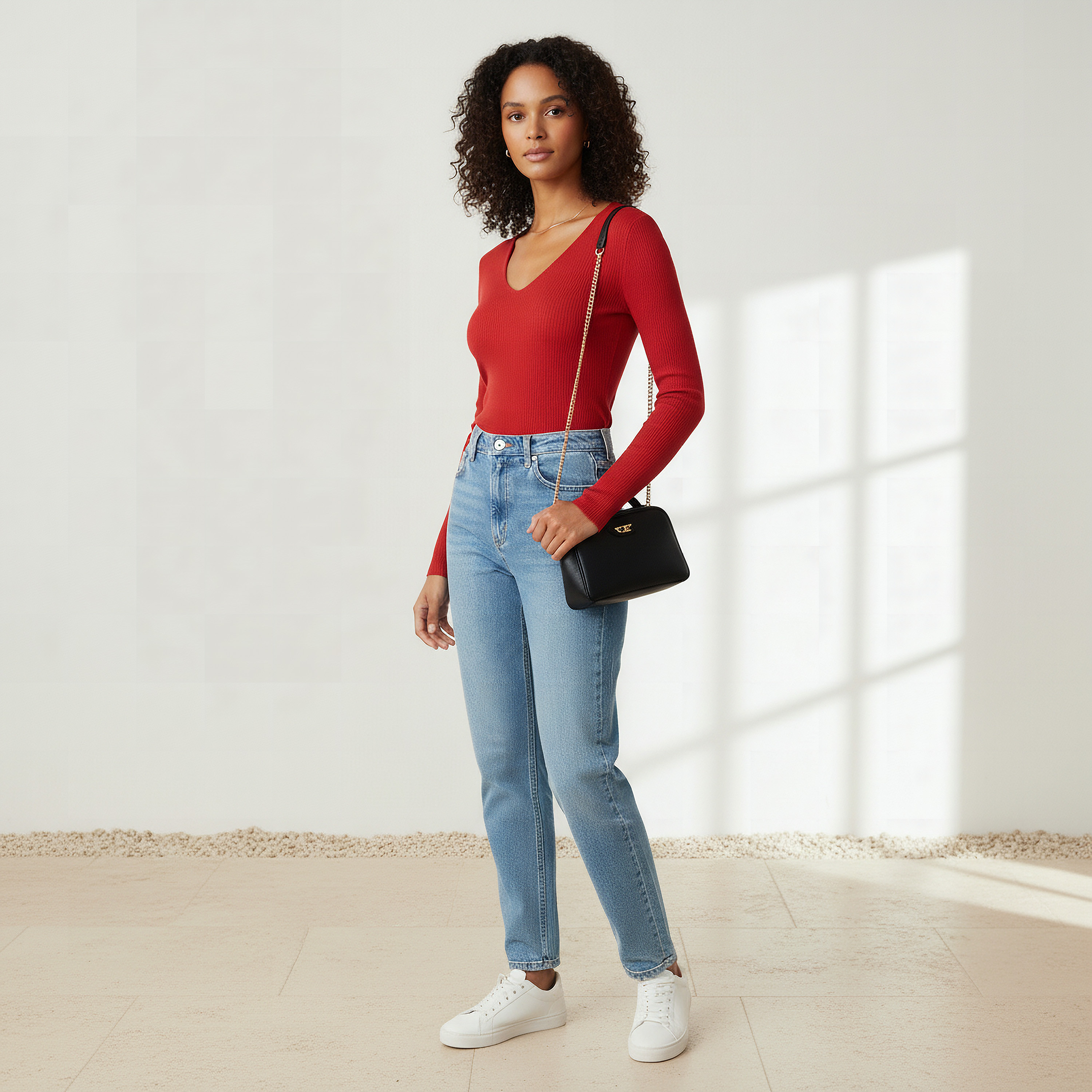 كنزة تريكو مضلعة بقصة عادية وياقة V من تو إكستريمز-women-clothing-cardigansandjumpers-jumpers-image-4