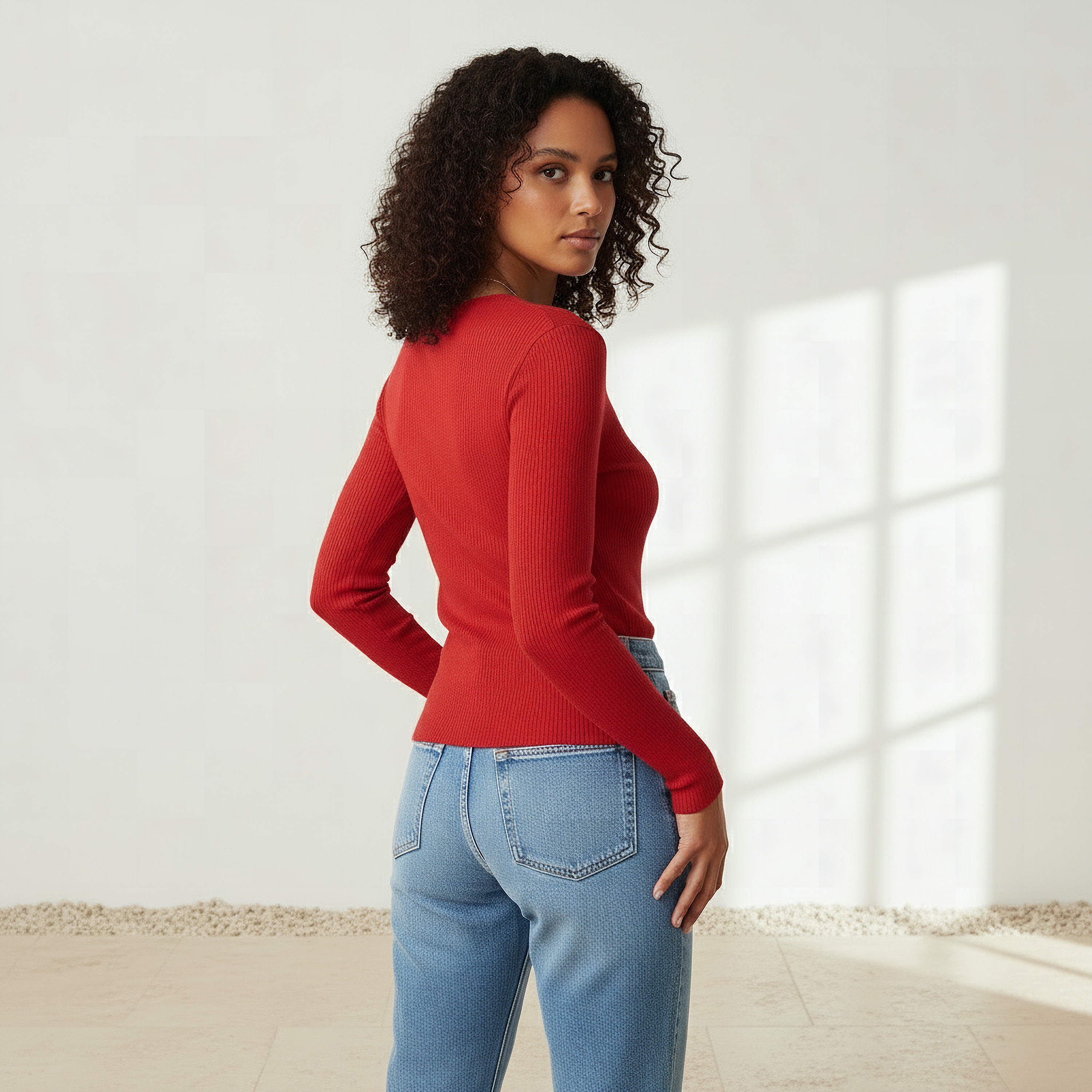 كنزة تريكو مضلعة بقصة عادية وياقة V من تو إكستريمز-women-clothing-cardigansandjumpers-jumpers-image-3