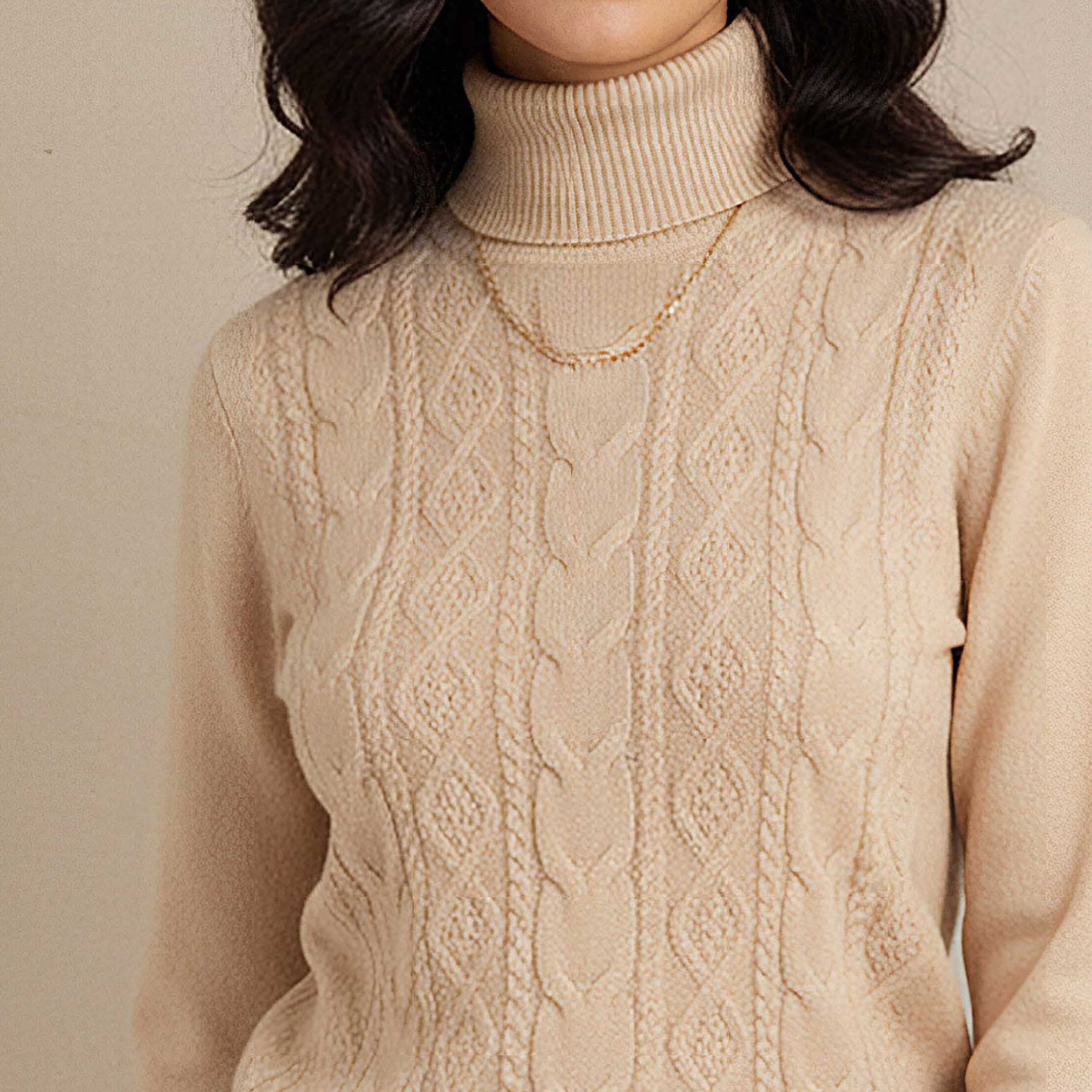 كنزة تريكو بارزة الملمس بياقة عالية من تو إكستريمز-women-clothing-cardigansandjumpers-jumpers-image-2