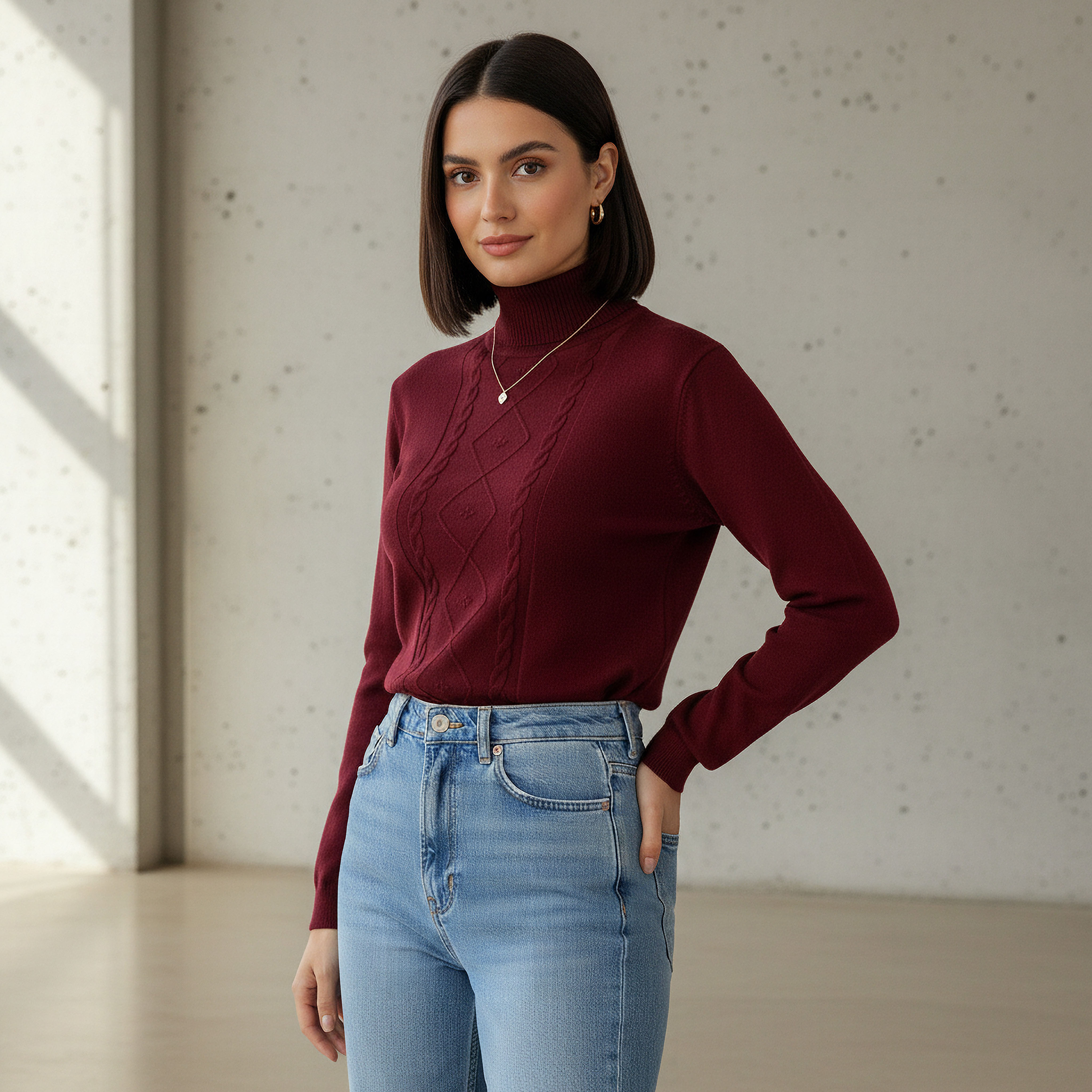 2Xtremz Textured High Neck Tricot Sweater-women-clothing-cardigansandjumpers-jumpers-image-1