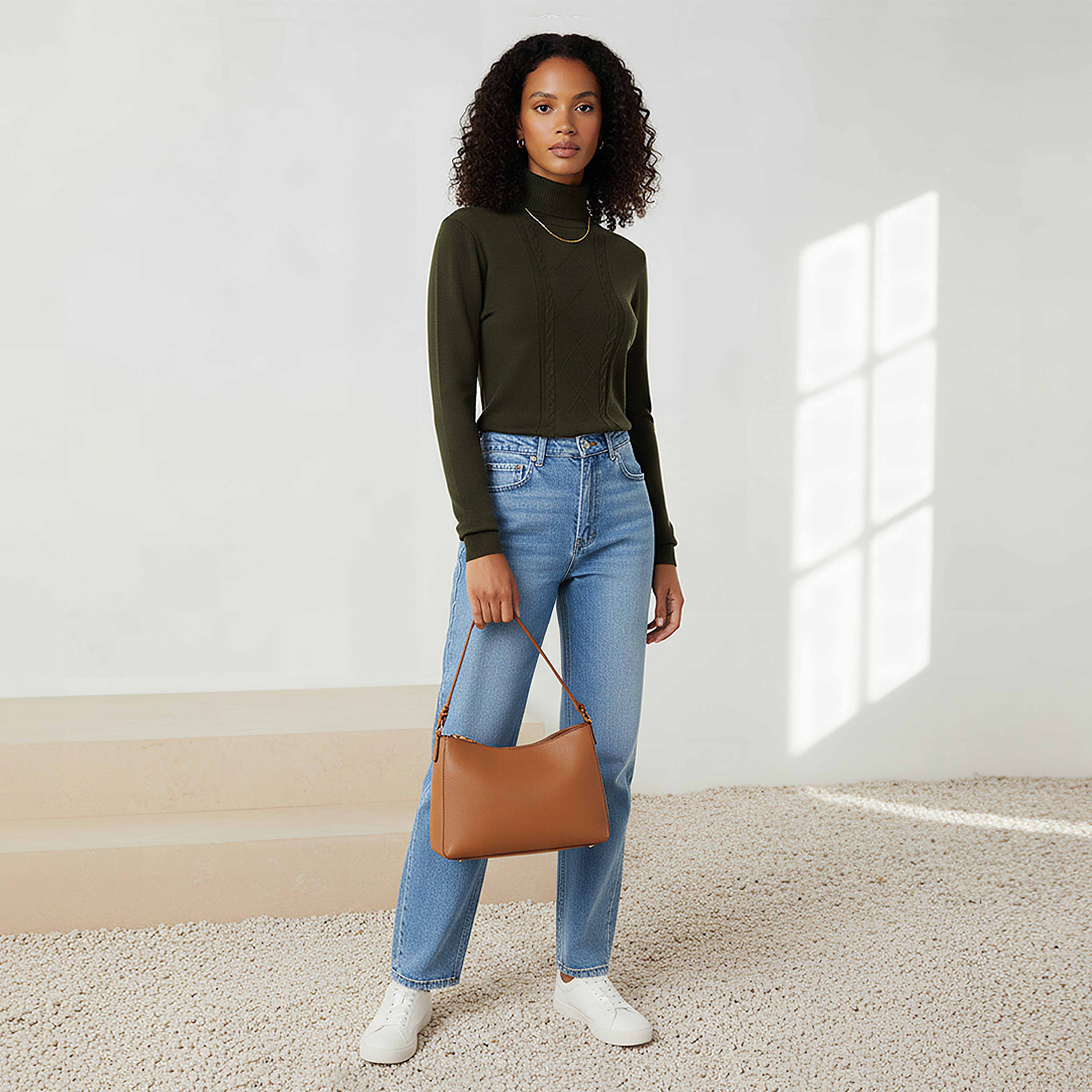 كنزة تريكو بارزة الملمس بياقة عالية من تو إكستريمز-women-winterwear-cardigansandjumpers-jumpers-image-2