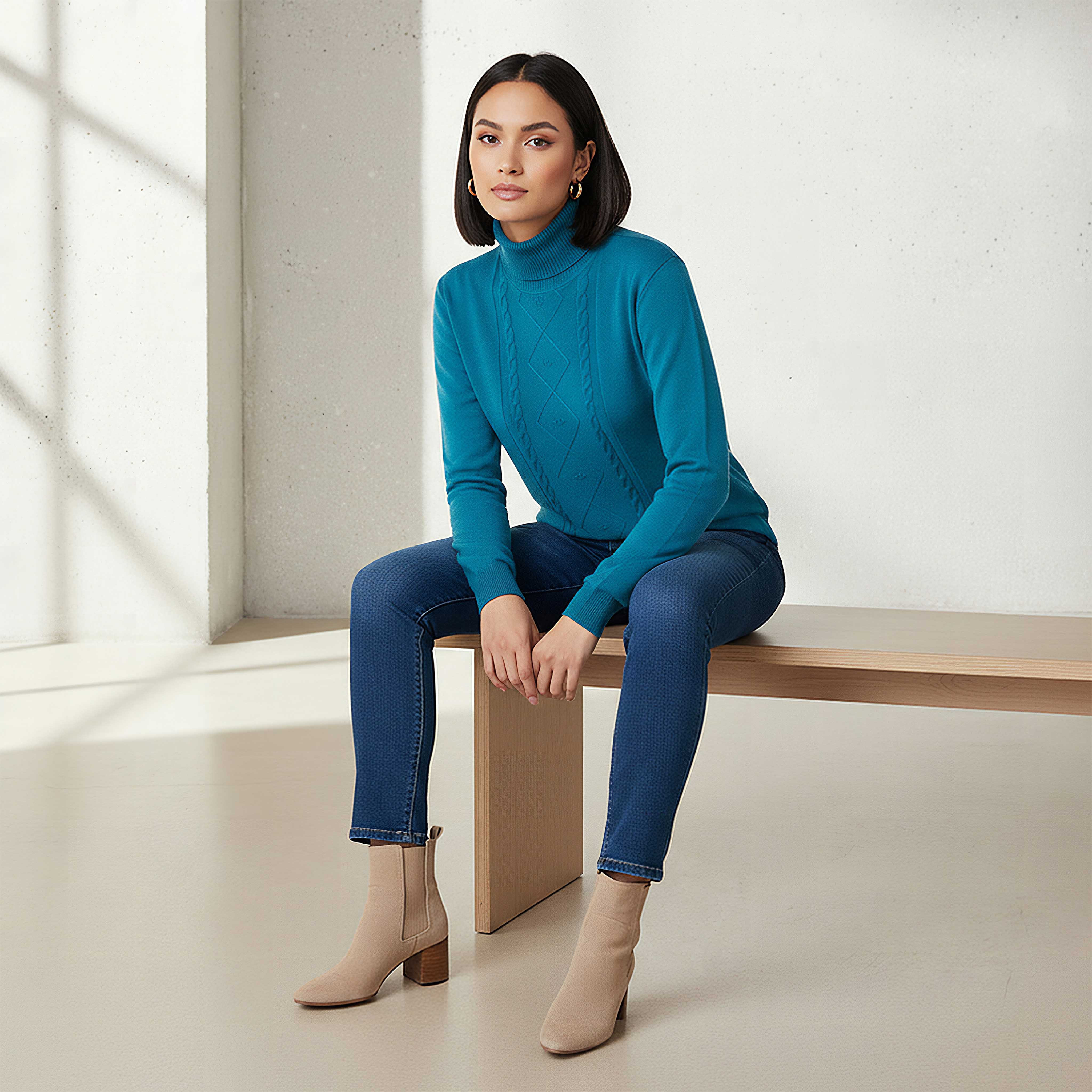 كنزة تريكو بارزة الملمس بياقة عالية من تو إكستريمز-women-winterwear-cardigansandjumpers-jumpers-image-20