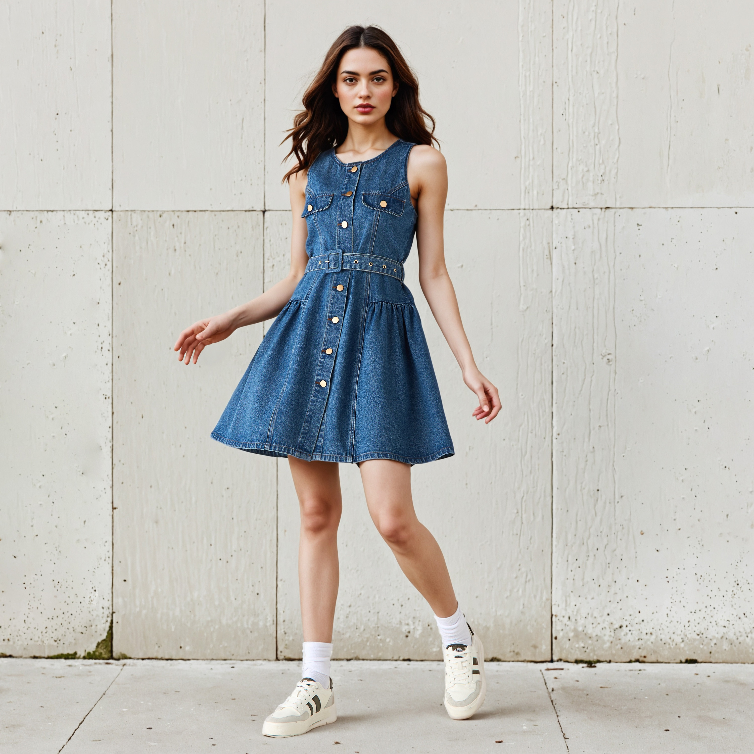 فستان دينم ميني بدون أكمام بسحّاب أزرار من تو إكستريمز-women-clothing-dresses-image-2