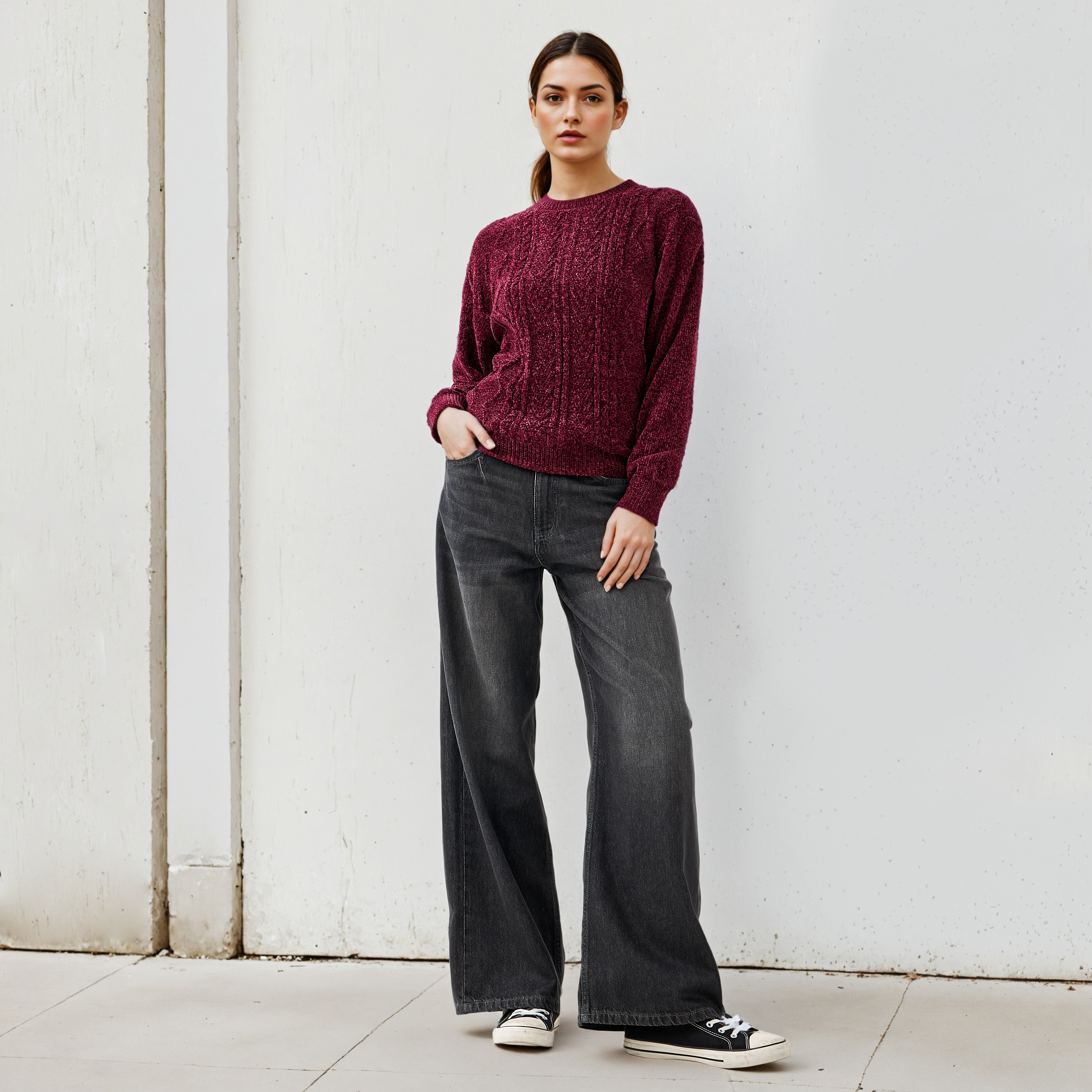 2Xtremz Textured Chenille Sweater with Long Sleeves-women-clothing-cardigansandjumpers-jumpers-image-2