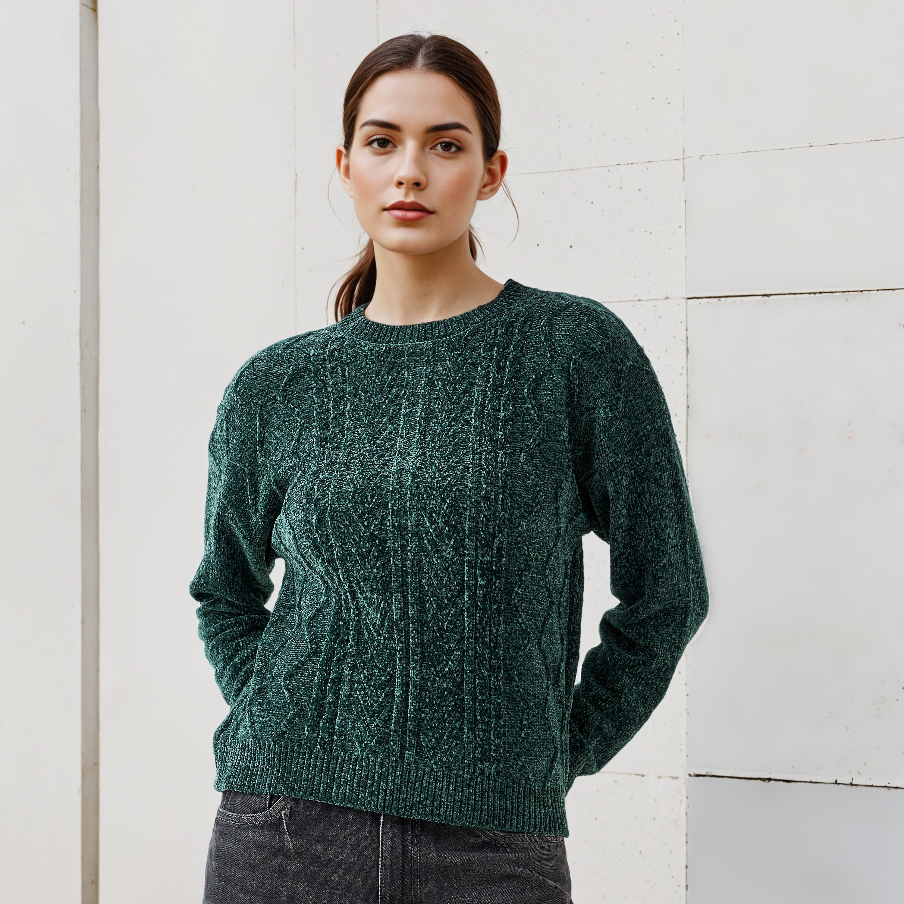 2Xtremz Textured Chenille Sweater with Long Sleeves-women-clothing-cardigansandjumpers-jumpers-image-1