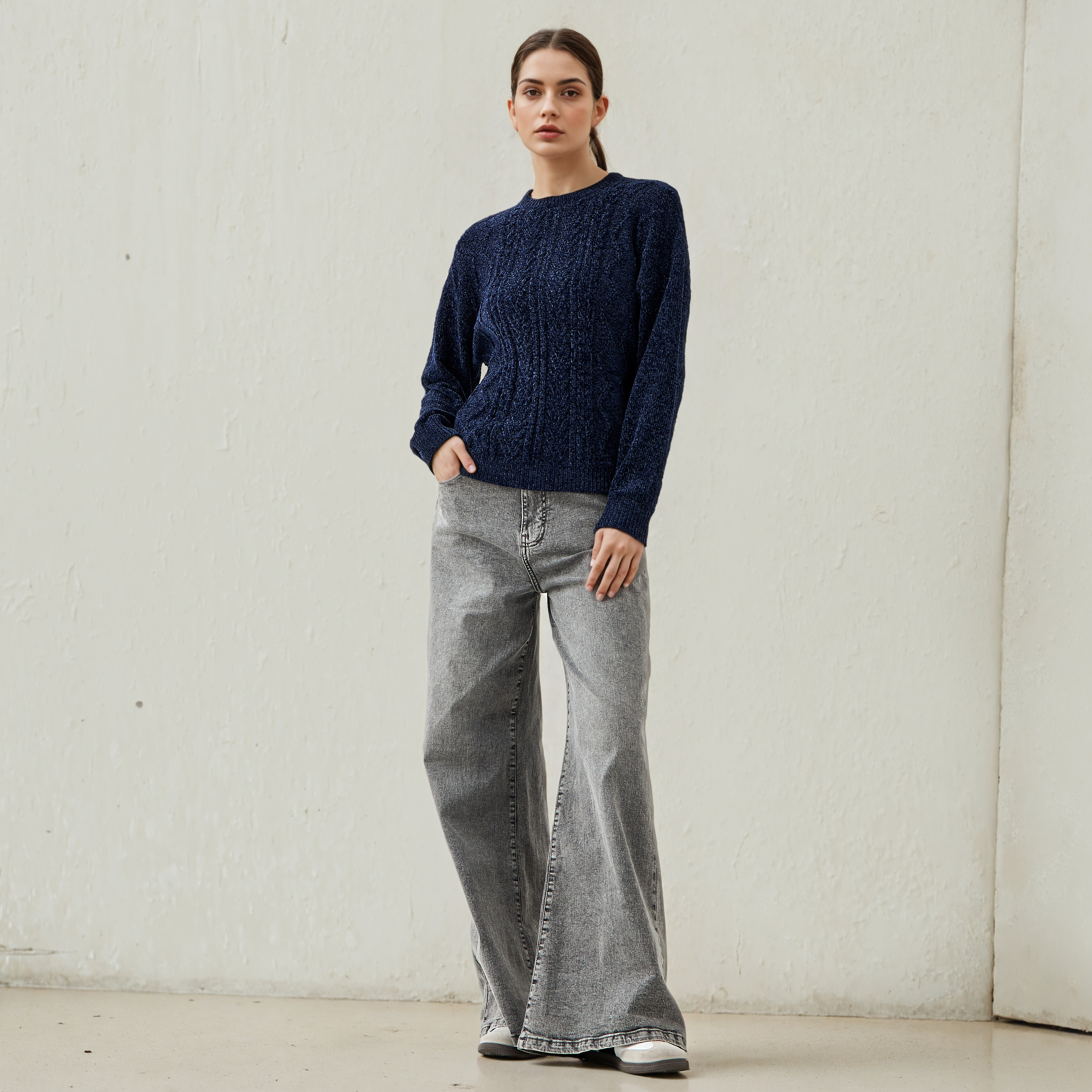 كنزة شنيل بارزة الملمس بأكمام طويلة من تو إكستريمز-women-clothing-cardigansandjumpers-jumpers-image-2