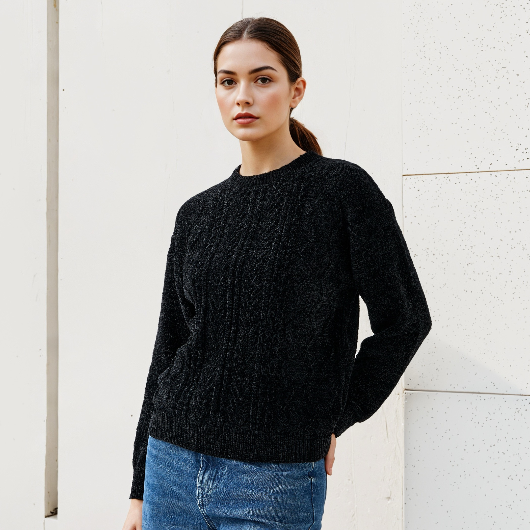 كنزة شنيل بارزة الملمس بأكمام طويلة من تو إكستريمز-women-clothing-cardigansandjumpers-jumpers-image-5