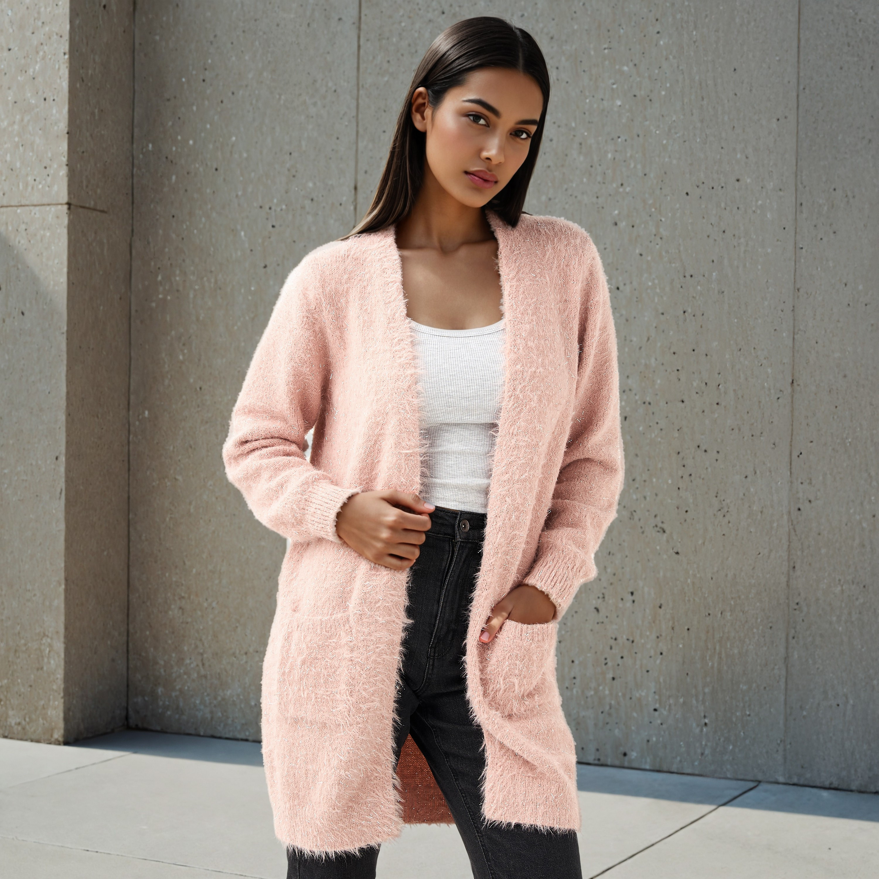 2Xtremz Textured Lurex Longline Cardigan-women-winterwear-cardigansandjumpers-cardigans-image-1