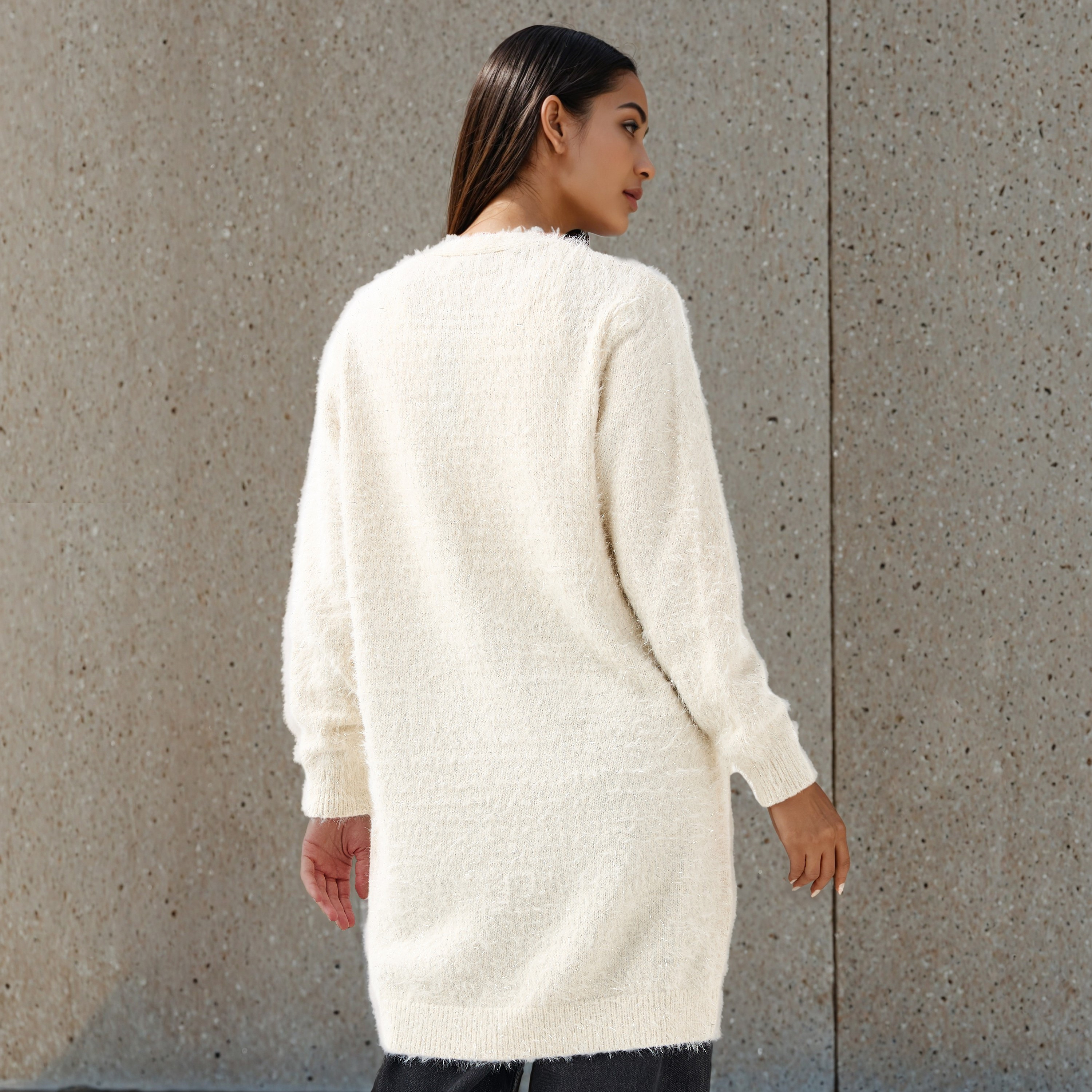 2Xtremz Textured Lurex Longline Cardigan-women-winterwear-cardigansandjumpers-cardigans-image-4