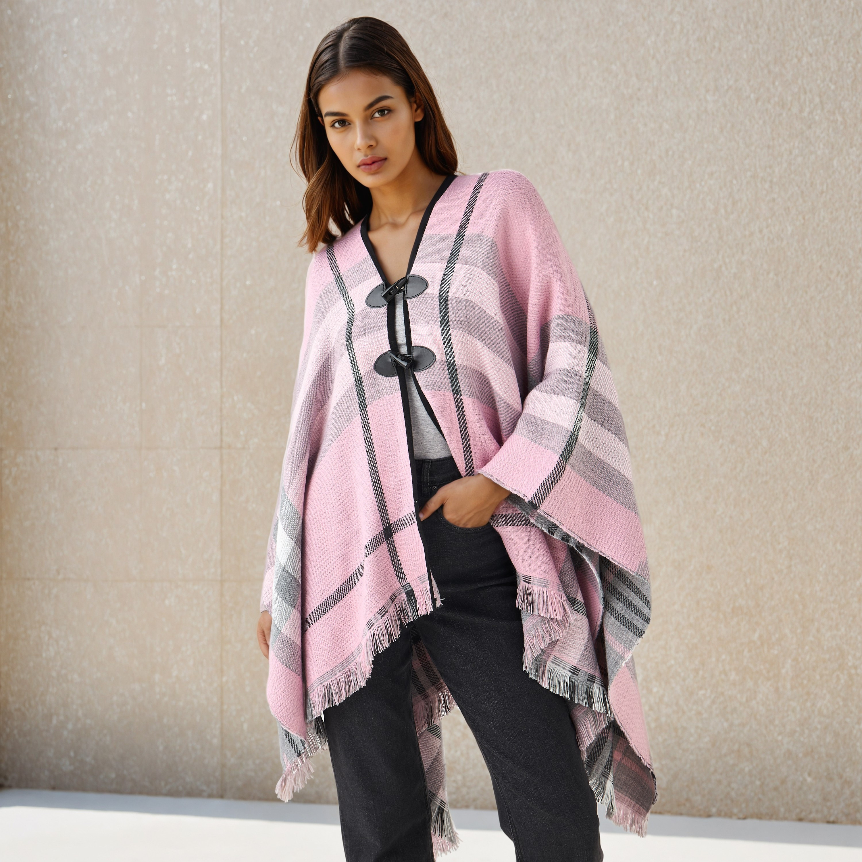 2Xtremz Long Acrylic Asymmetric Reversible Poncho-women-winterwear-coatsandjackets-jackets-image-1