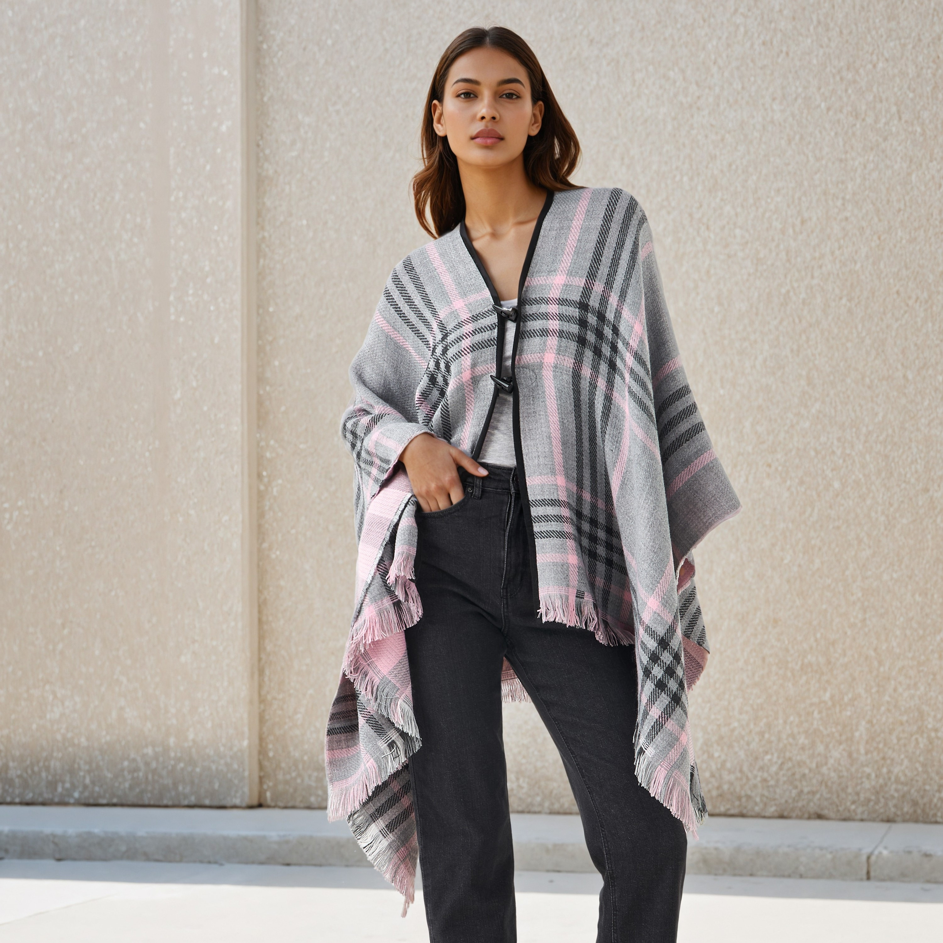 2Xtremz Long Acrylic Asymmetric Reversible Poncho-women-winterwear-coatsandjackets-jackets-image-2