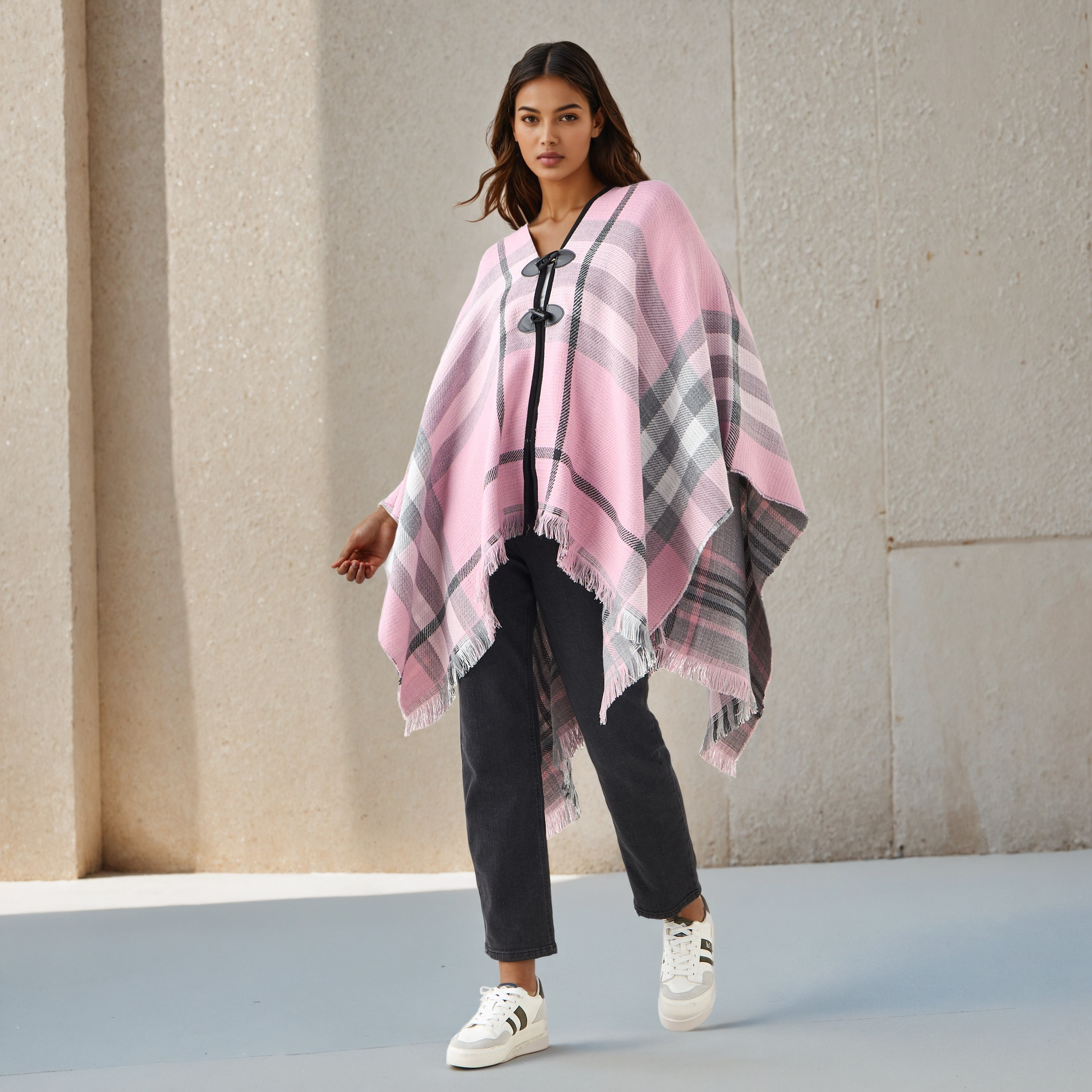 2Xtremz Long Acrylic Asymmetric Reversible Poncho-women-winterwear-coatsandjackets-jackets-image-3